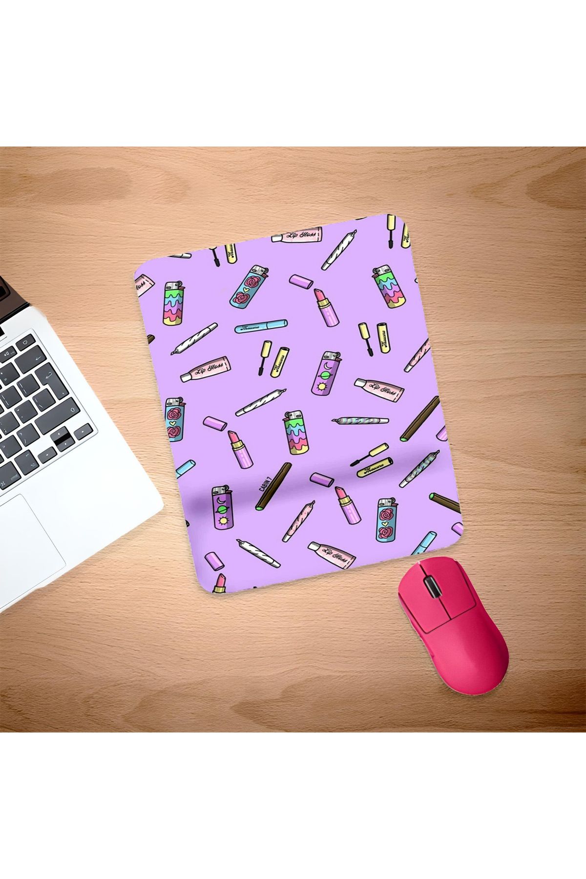 UcuruStore Morlu Kadın Çanta İçerikleri Bilek Destekli Mouse Pad