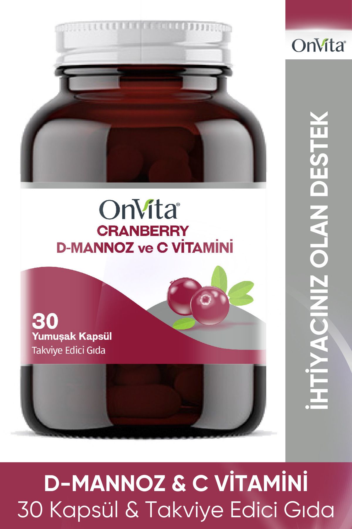 Onvita Cranberry D-mannoz Ve C Vitamini 30 Yumuşak Kapsül
