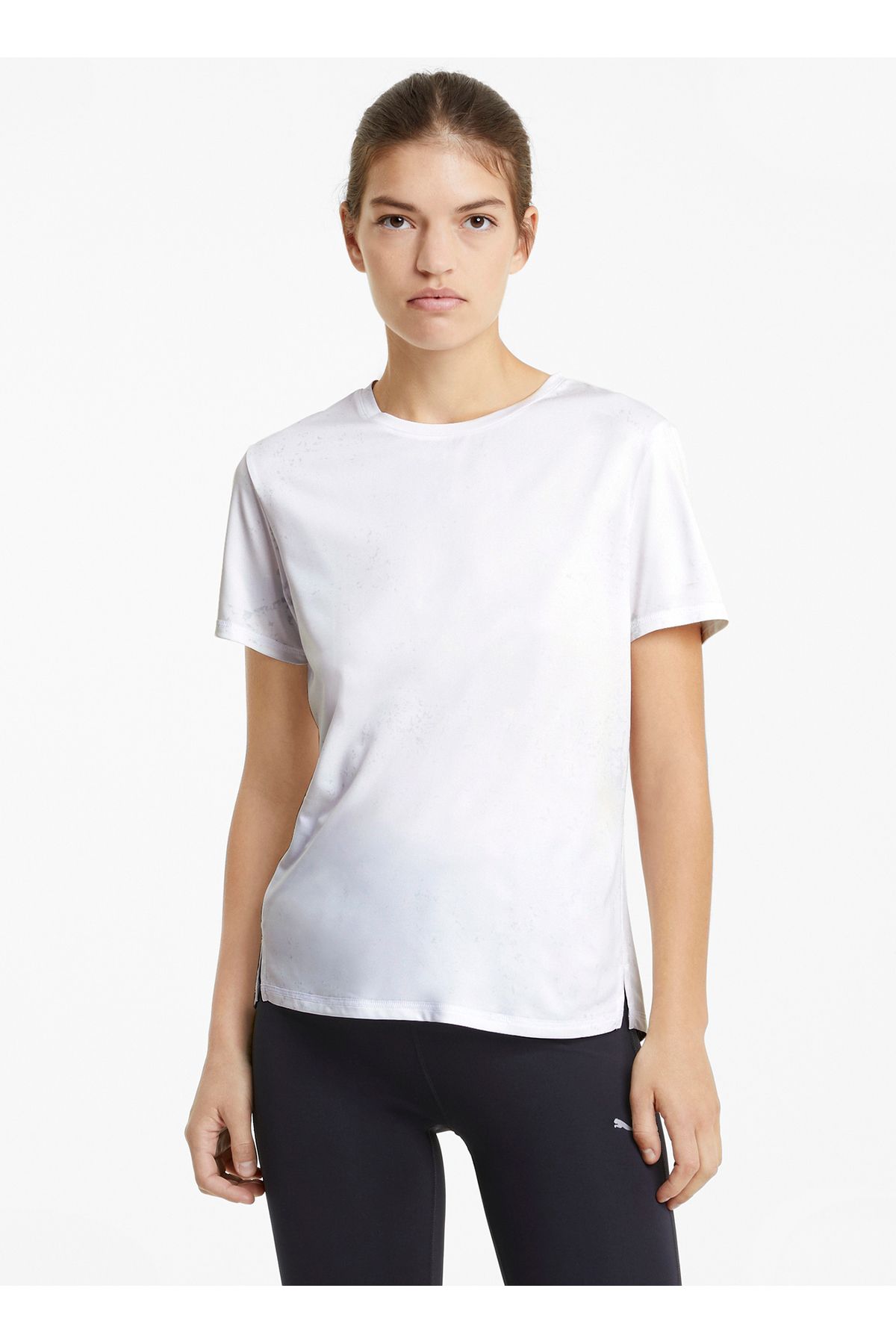 Puma O Yaka Desenli Beyaz Kadın T-shirt 52017502 Run Graphıc Ss Tee