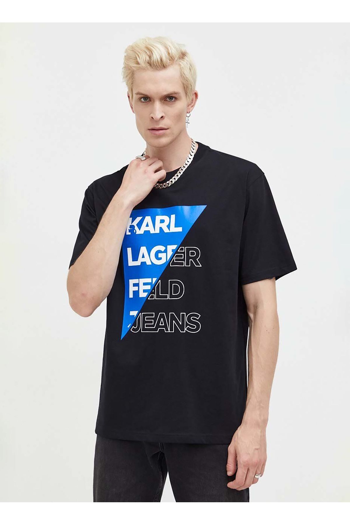 Karl Lagerfeld Jeans Bisiklet Yaka Siyah Erkek T-shirt 236d1702_klj Relaxed Cut Logo Tee