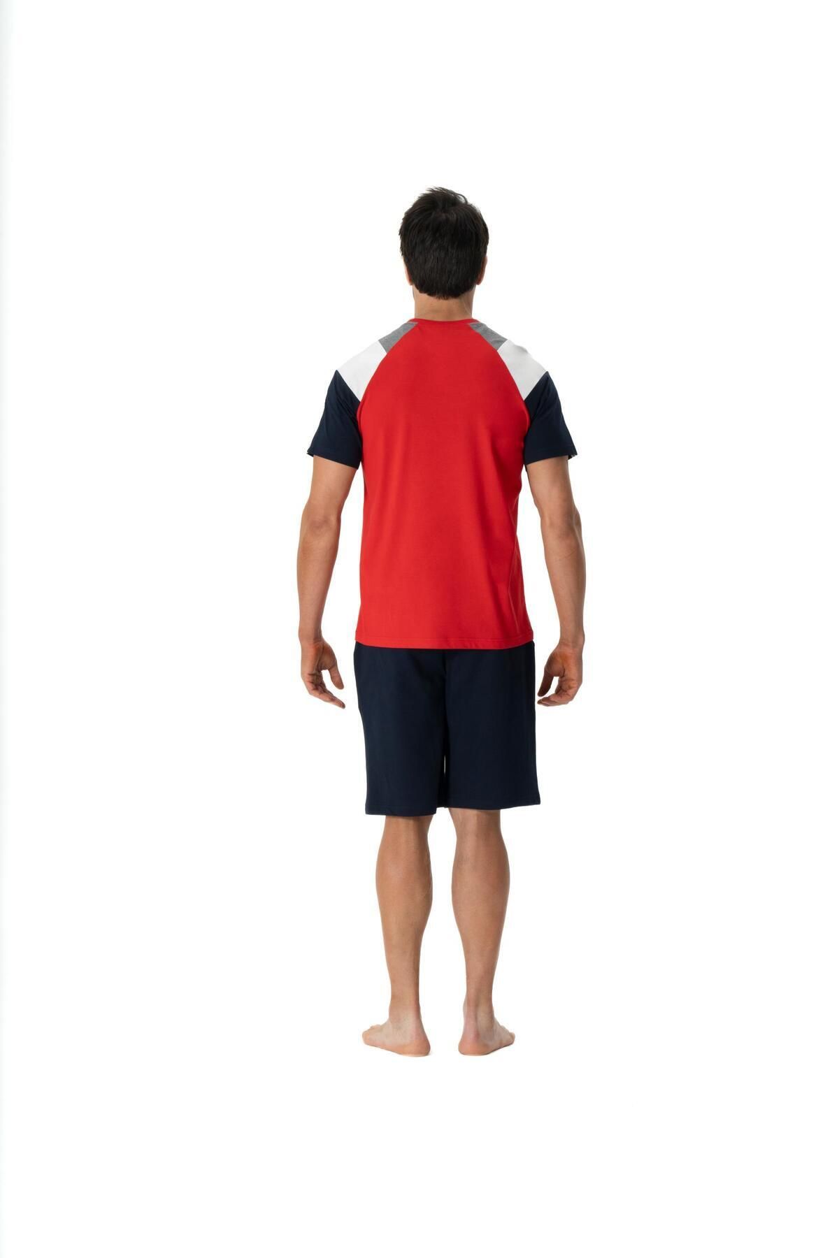 U.S. Polo Assn. U.S. Polo Assn. Erkek Kırmızı Yuvarlak Yaka Tişört Şort Regular 2'li Pijama Takımı