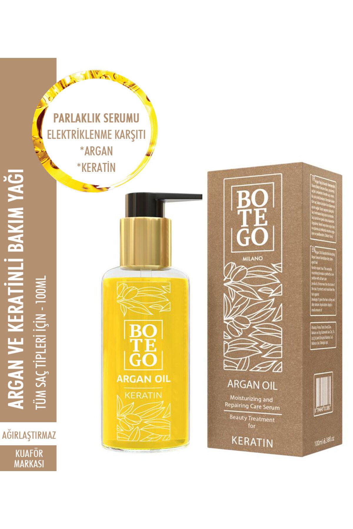 botegohair Botego Milano Argan Oil & Keratin Nemlendirici Onarıcı Bakım Serumu 100 ml