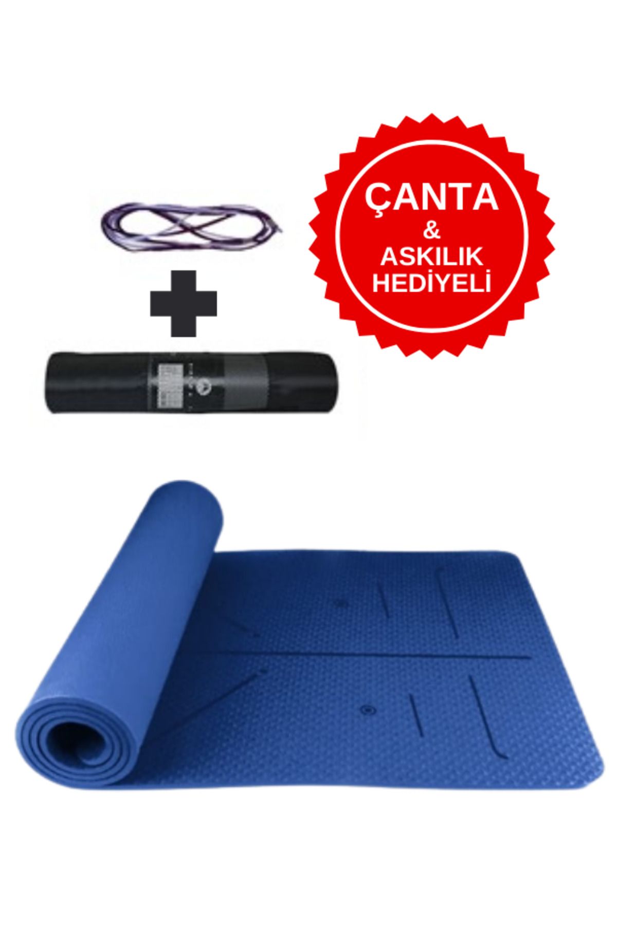 Genel Markalar Ekstra Konforlu Yoga Matı - 8mm Kalınlık, Ekolojik Tpe Pilates Egzersiz Minderi Koyu Lacivert