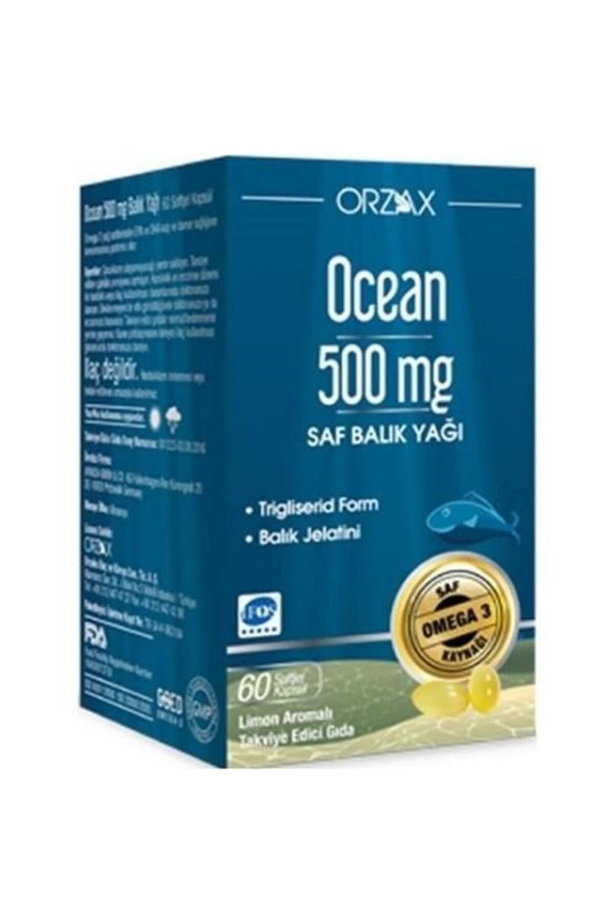 Ocean Orzax 500mg Saf Balık Yağı Limon Aromalı Blister 60 Kapsül