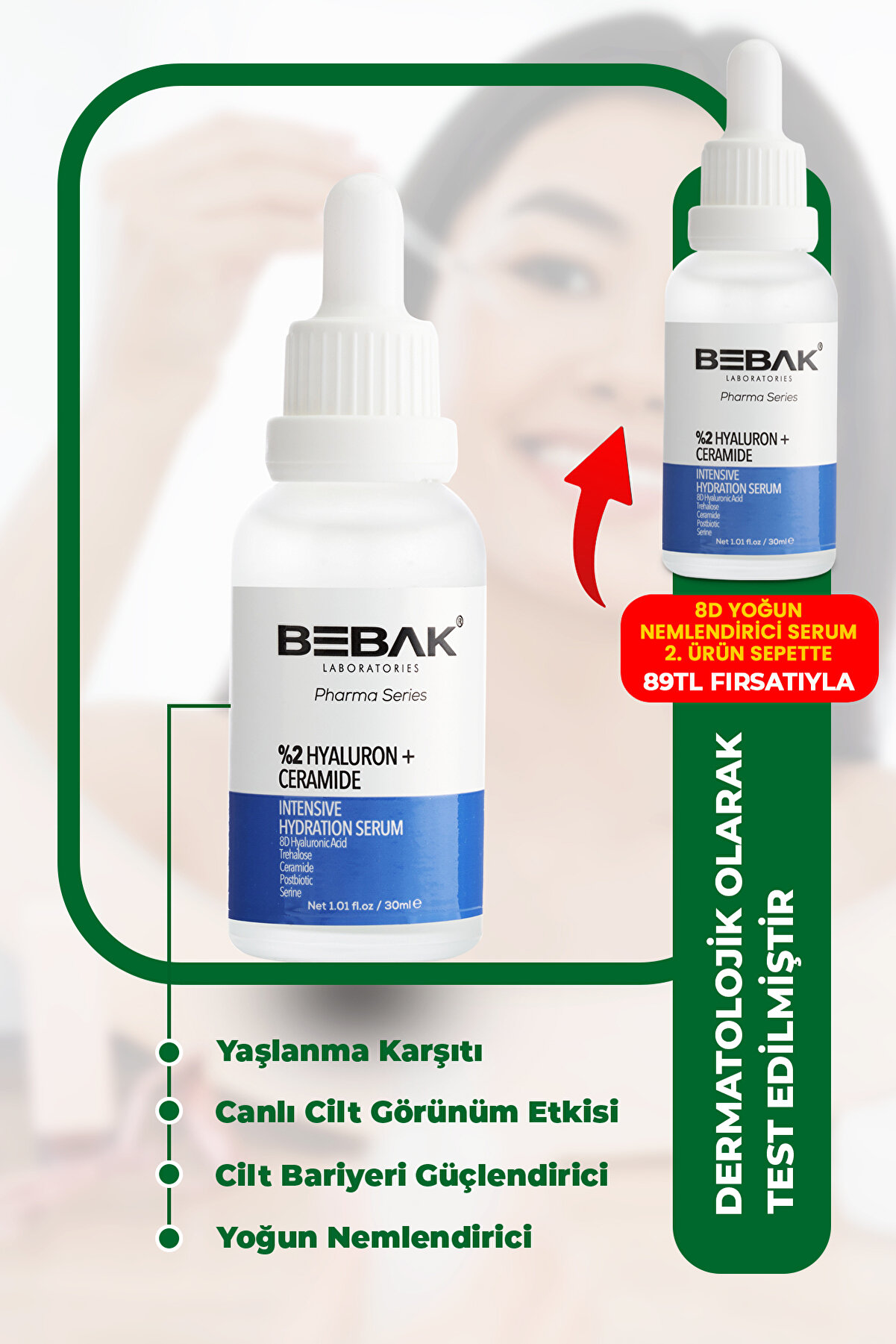 Bebak Pharma Yaşlanma Karşıtı, Bariyer Güçlendirici Ve Yoğun Nemlendiric 8d Hyaluron Serum 30ml