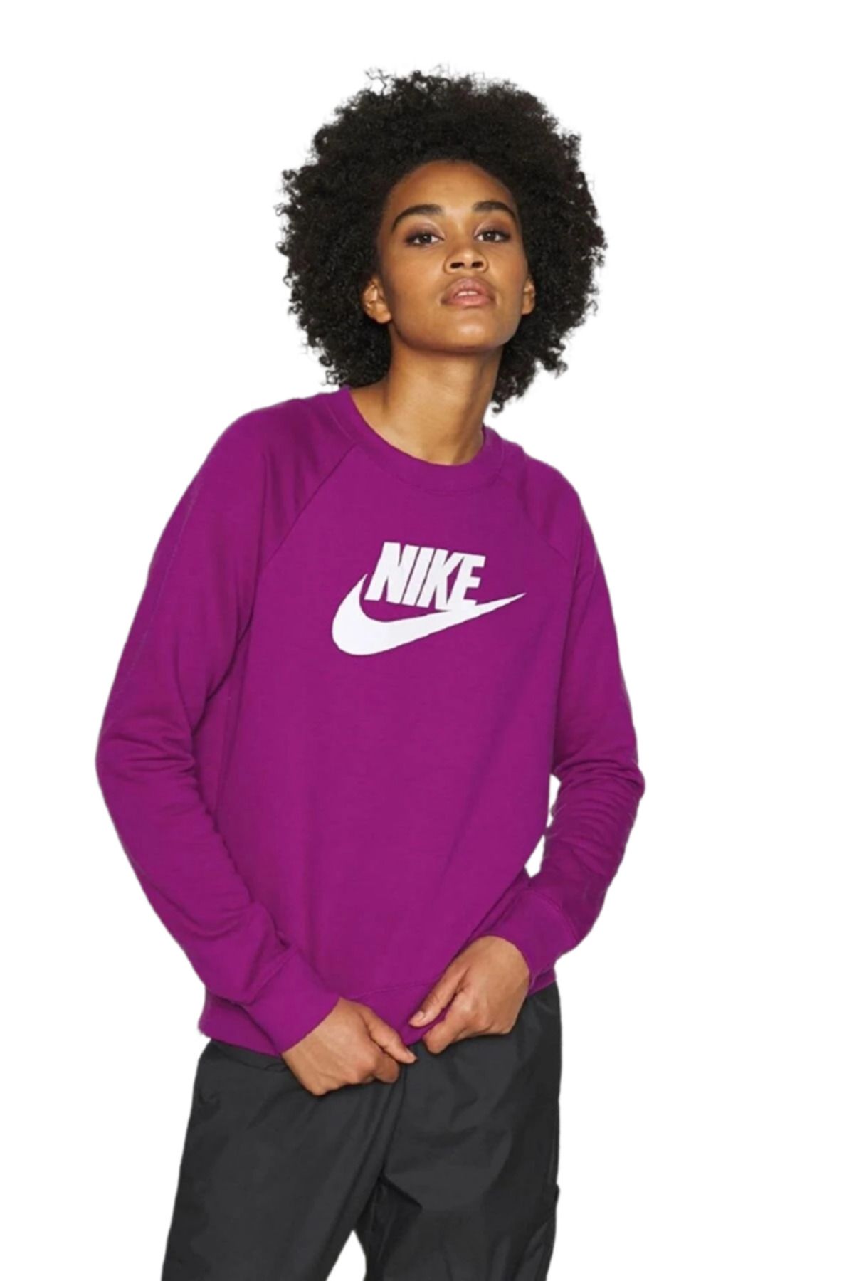 Nike Sportswear Crew Purple Sweat Cotton Pamuklu Şardonlu Mor Sweatshirt