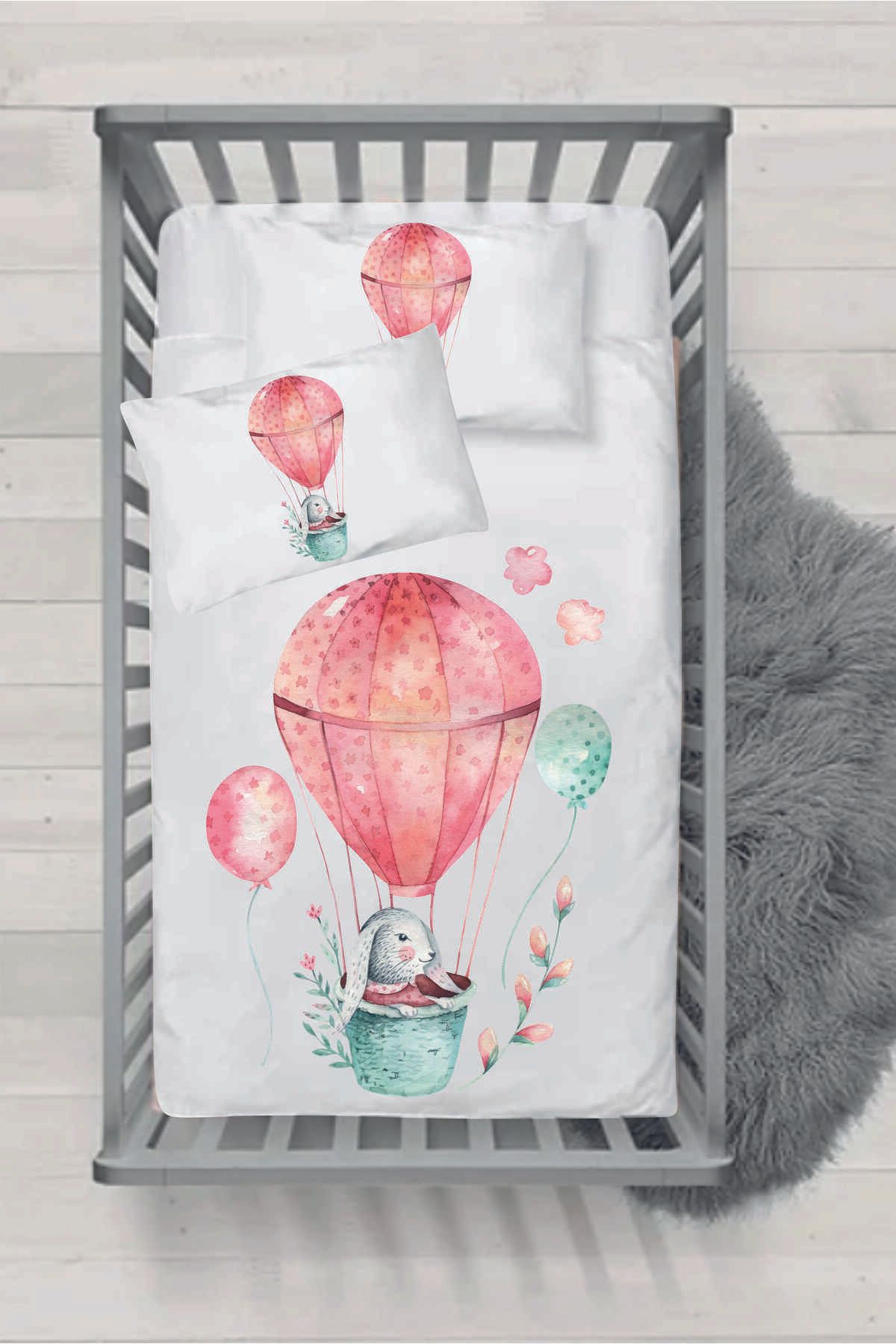 Ervastore Erv Seri100  Silikon Yorganlı Bebek Uyku Seti - Uçan Tavşancık