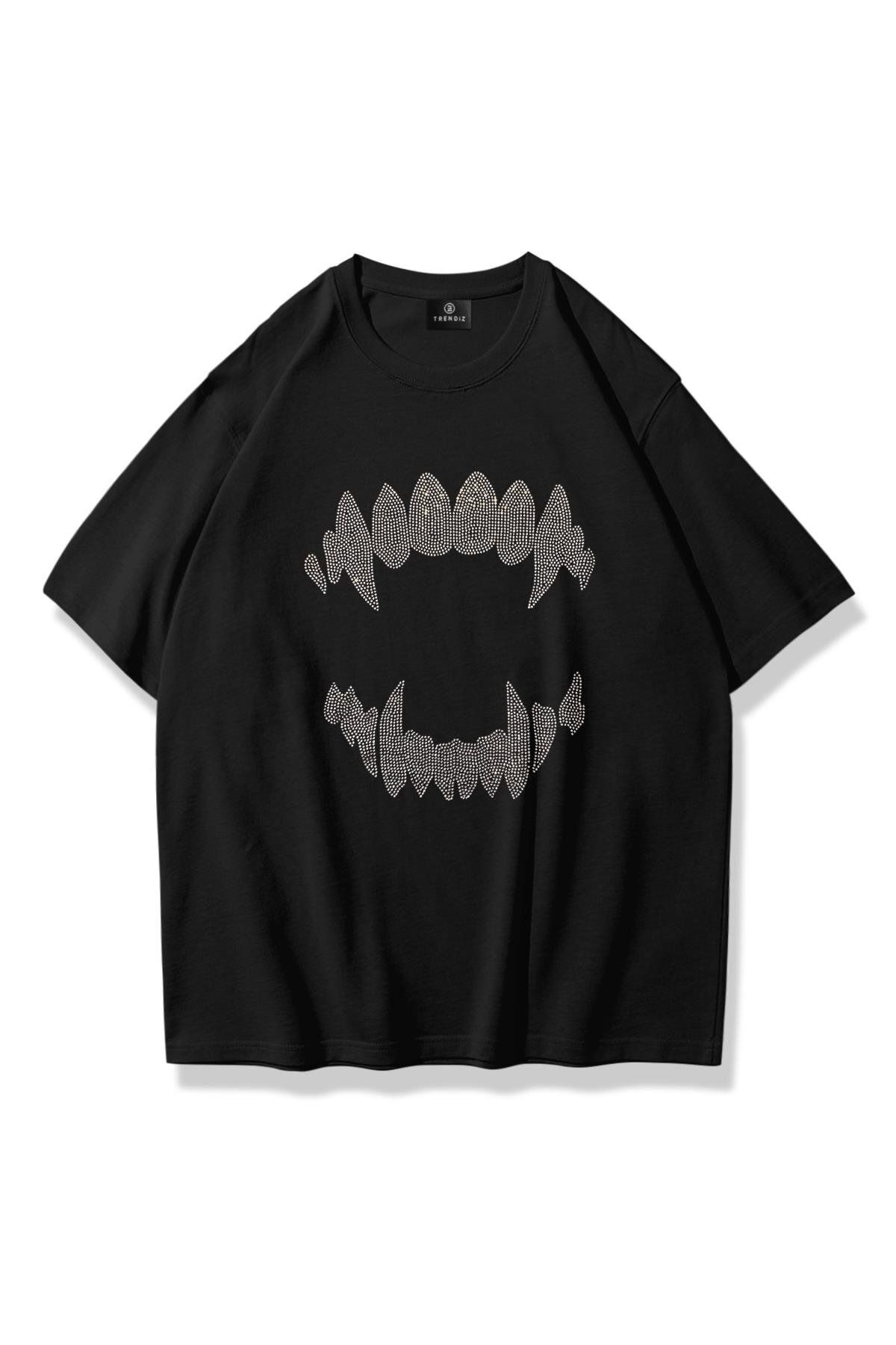 Trendiz Unisex Teeth Tshirt Siyah