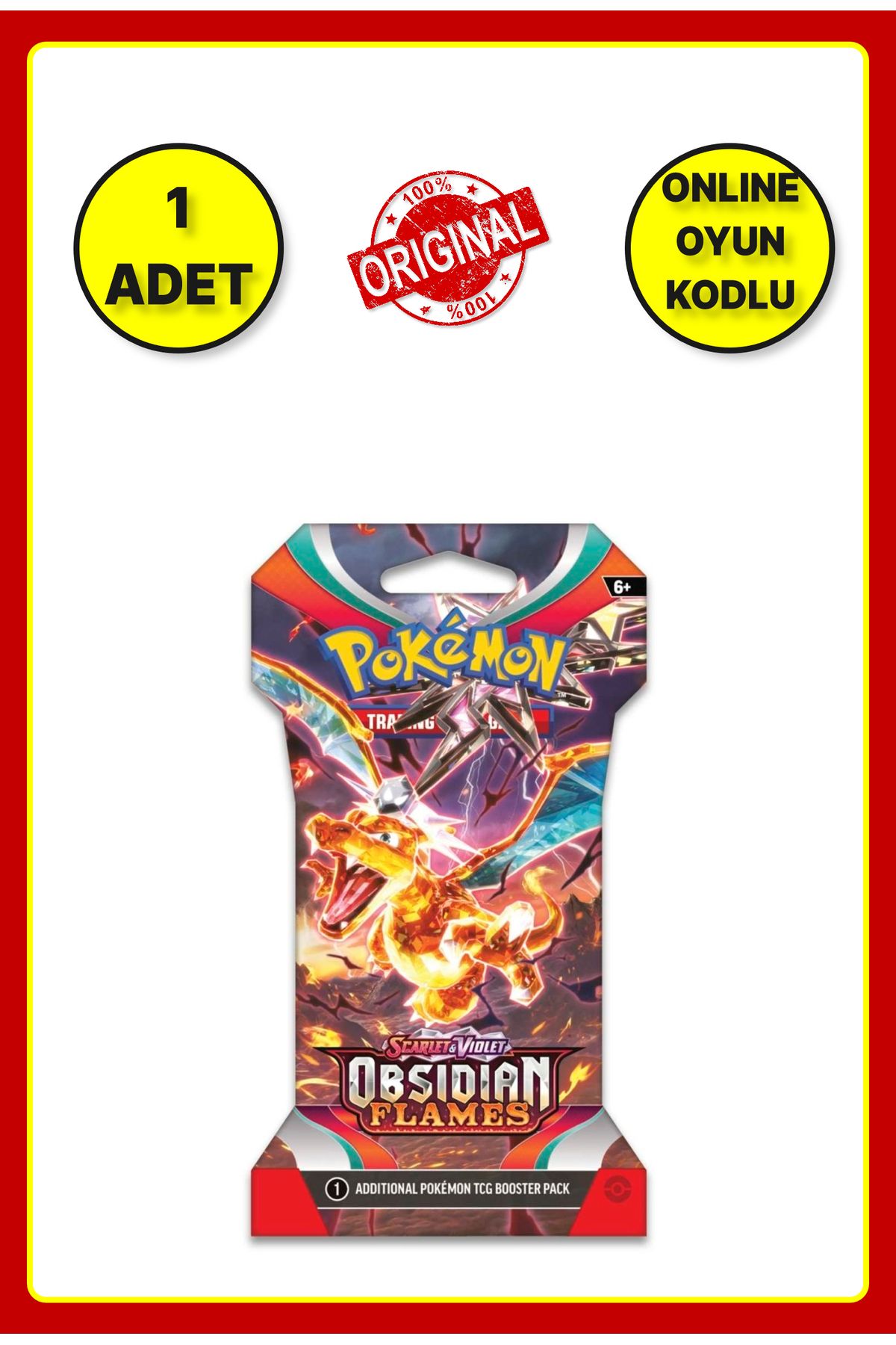 TOYFEST Pokemon Tcg Scarlet & Violet Obsidian Flames Sleeved Tek Booster Paket - 1 PAKET ( 10 KART )