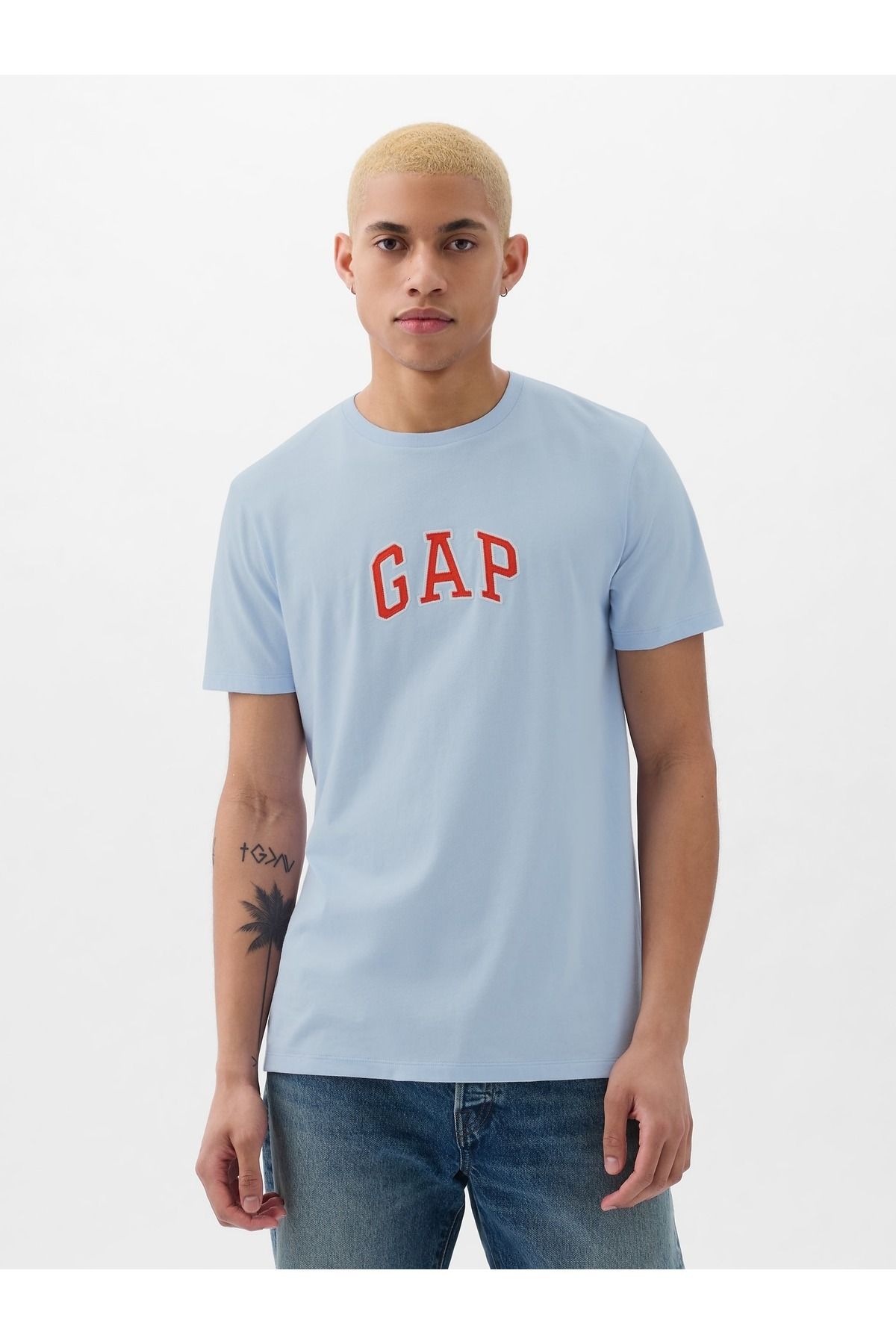 GAP Erkek Açık Mavi Gap Logo T-Shirt