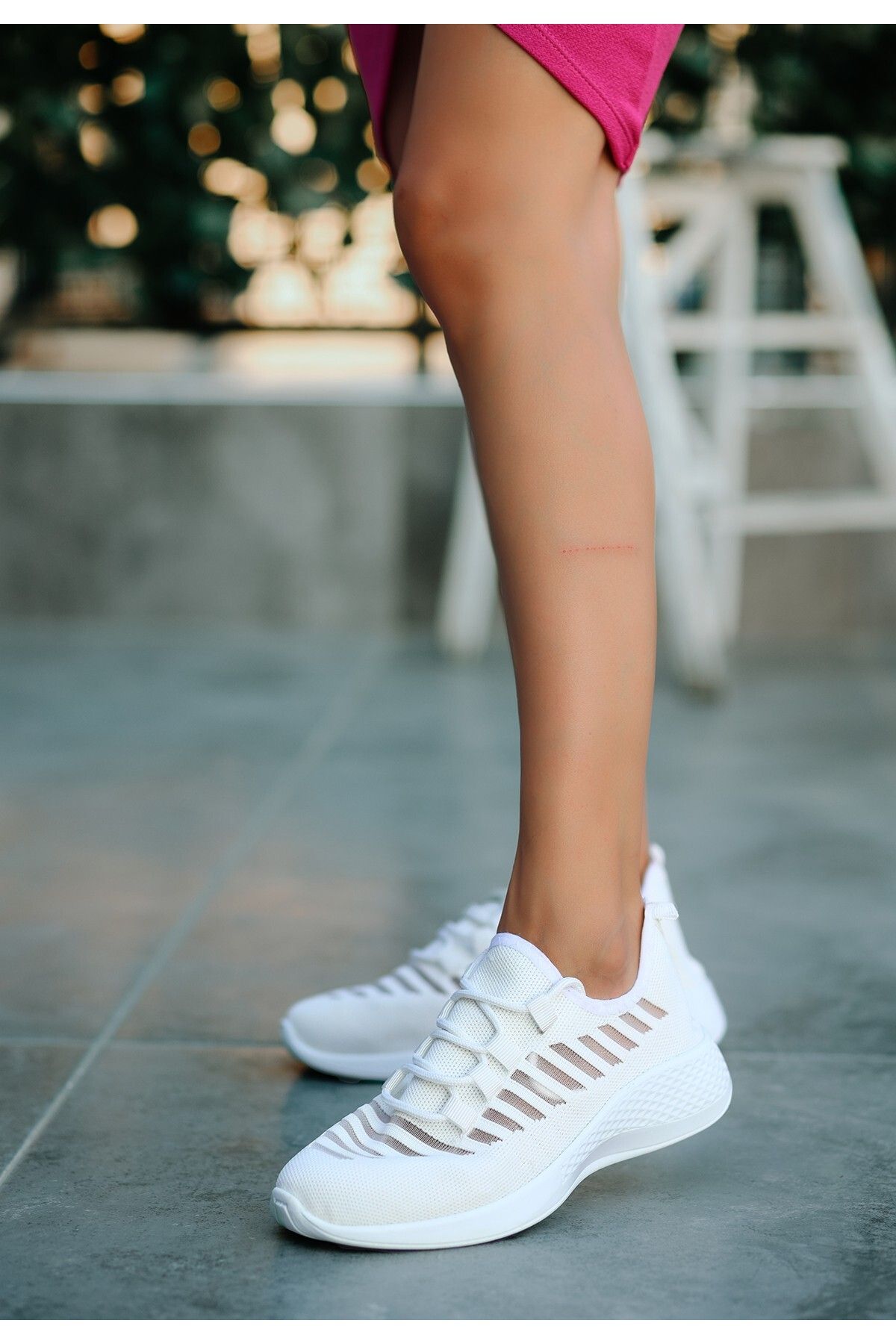 VivaShop Wina Beyaz Triko Spor Ayakkabı