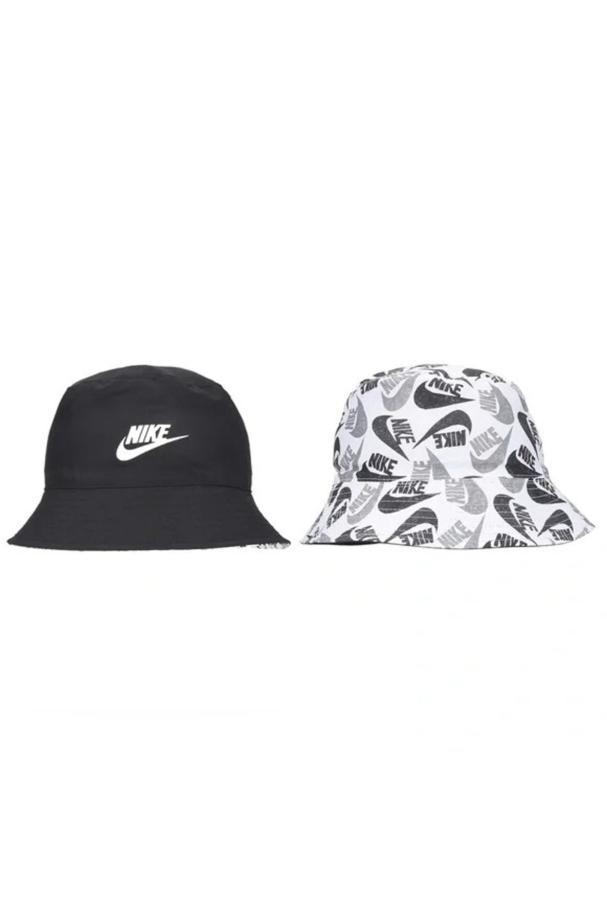 Nike Çift Yönlü Çocuk Şapka  Düz ve Desenli Siyah Beyaz