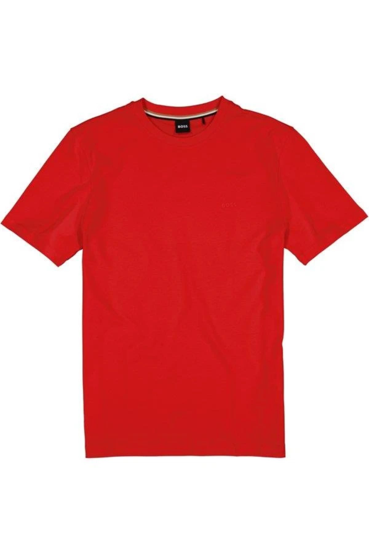 BOSS Erkek regular fit Kısa Kollu Düz Bisiklet Yaka Kırmızı1 T-Shirt 50468347-627