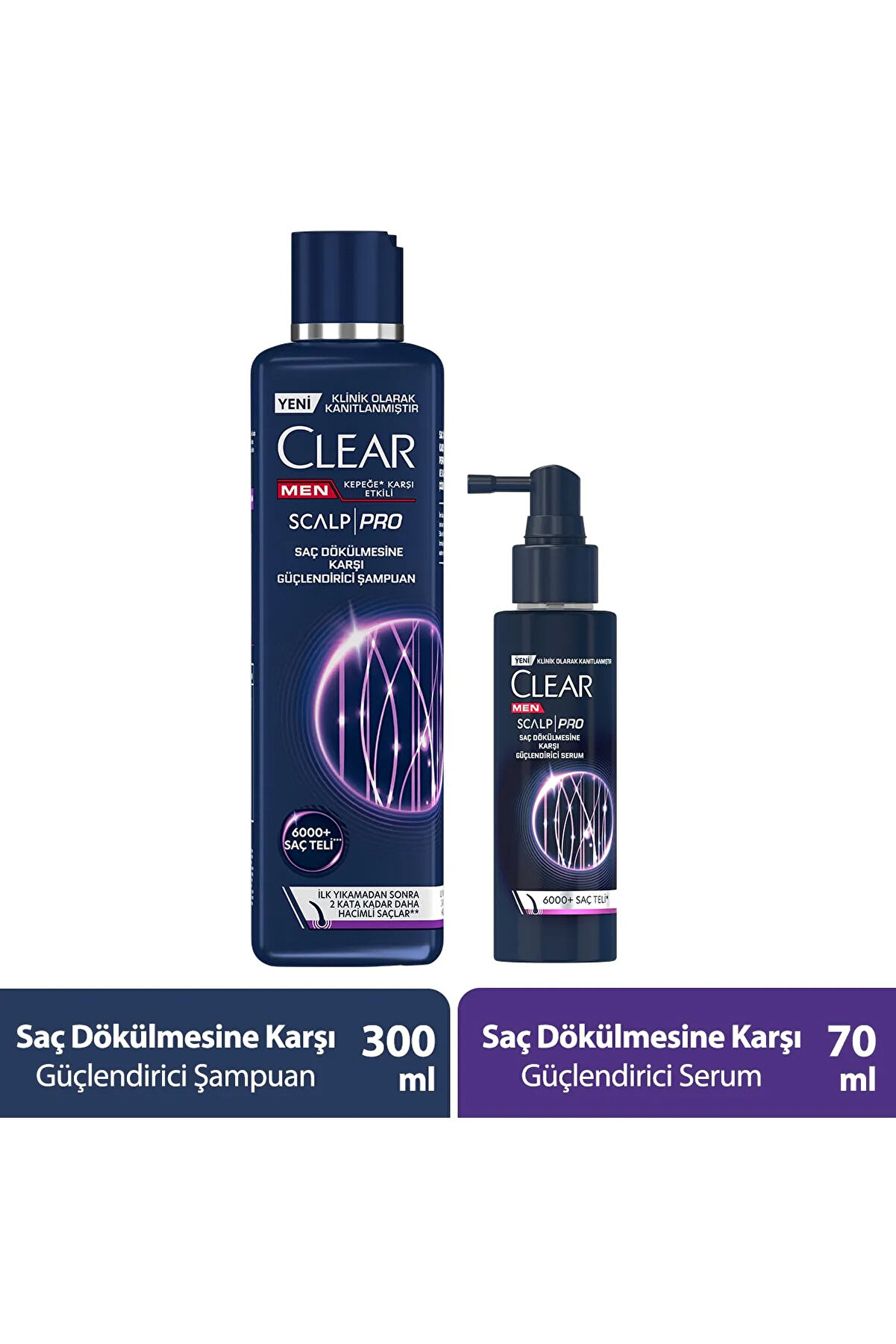 Clear Men Scalp Pro Güçlendirici Şampuan Saç Dökülmesine Kepeğe Karşı Etkili 300 ml Serum 70 ml