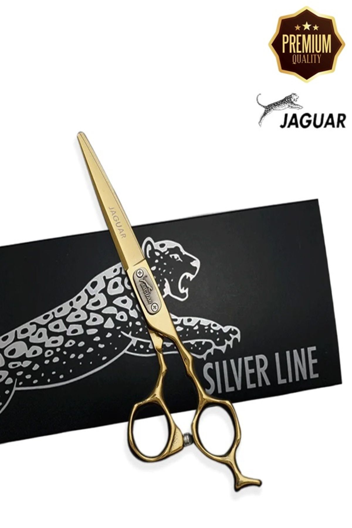 Jaguar Jaguar Gold Serisi Düz Uçlu Saç Kesim Makası Deri Çantalı Pro Berber Kuaför Makası 6 İnç XLJ52B