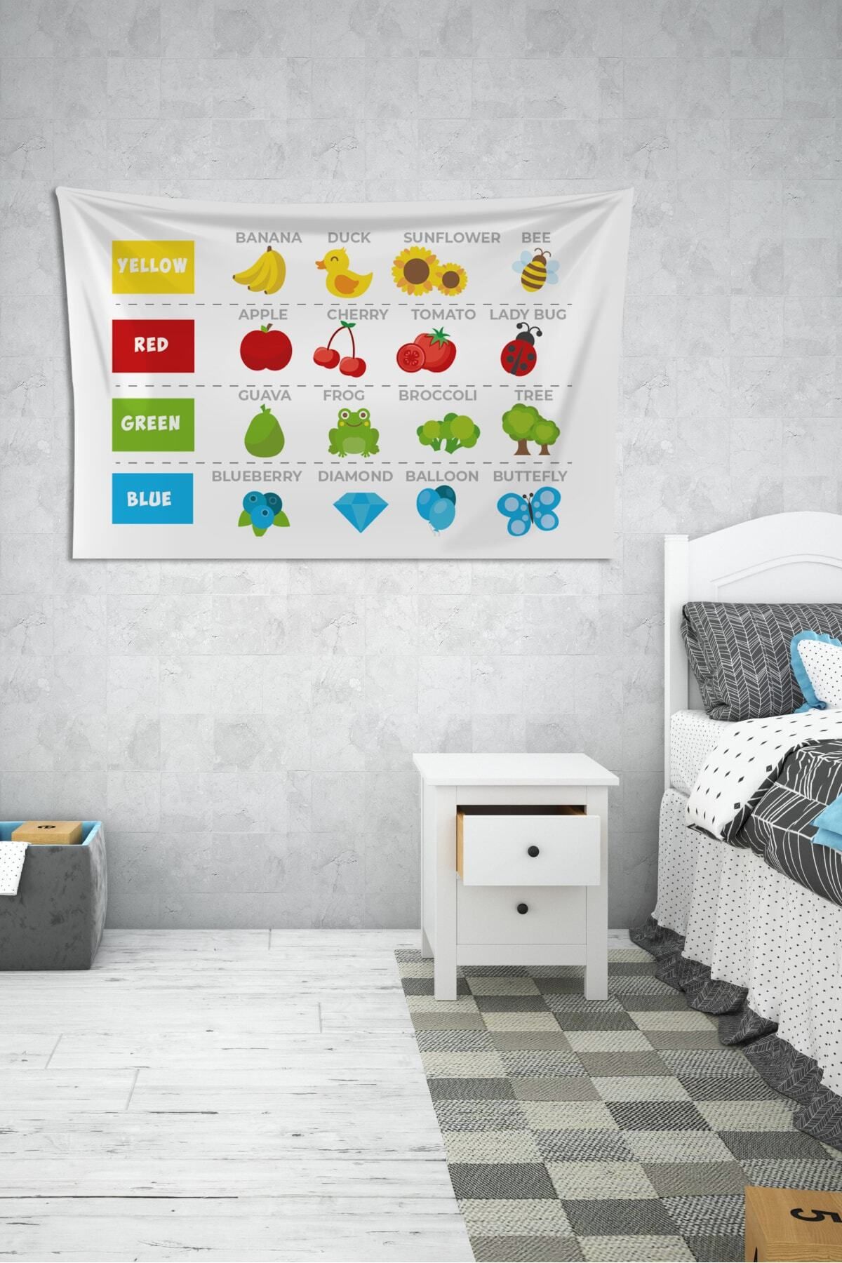 KanvasSepeti Renk Temalı  Eğitici Çocuk Odası Duvar Örtüsü Yağlı Boya Dokulu -2