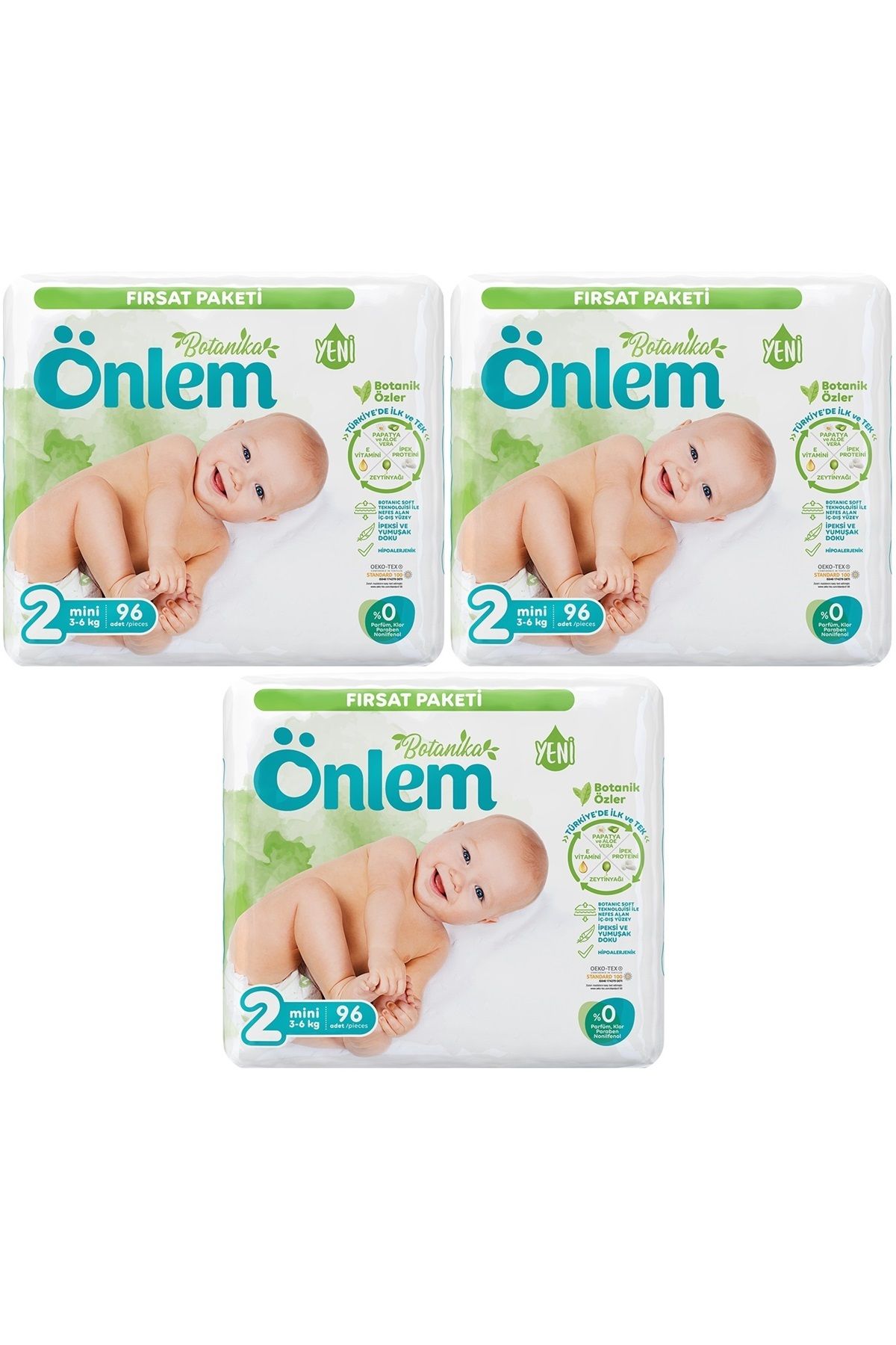 ÖNLEM Bebek Bezi Botanika Beden:2 (3-6KG) Mini 288 Adet Aylık Fırsat Pk