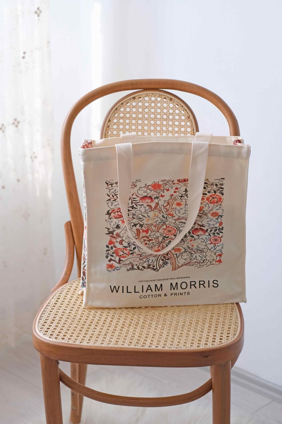 bukashops William Morris Flower Pattern Tote Bag Kanvas Çanta