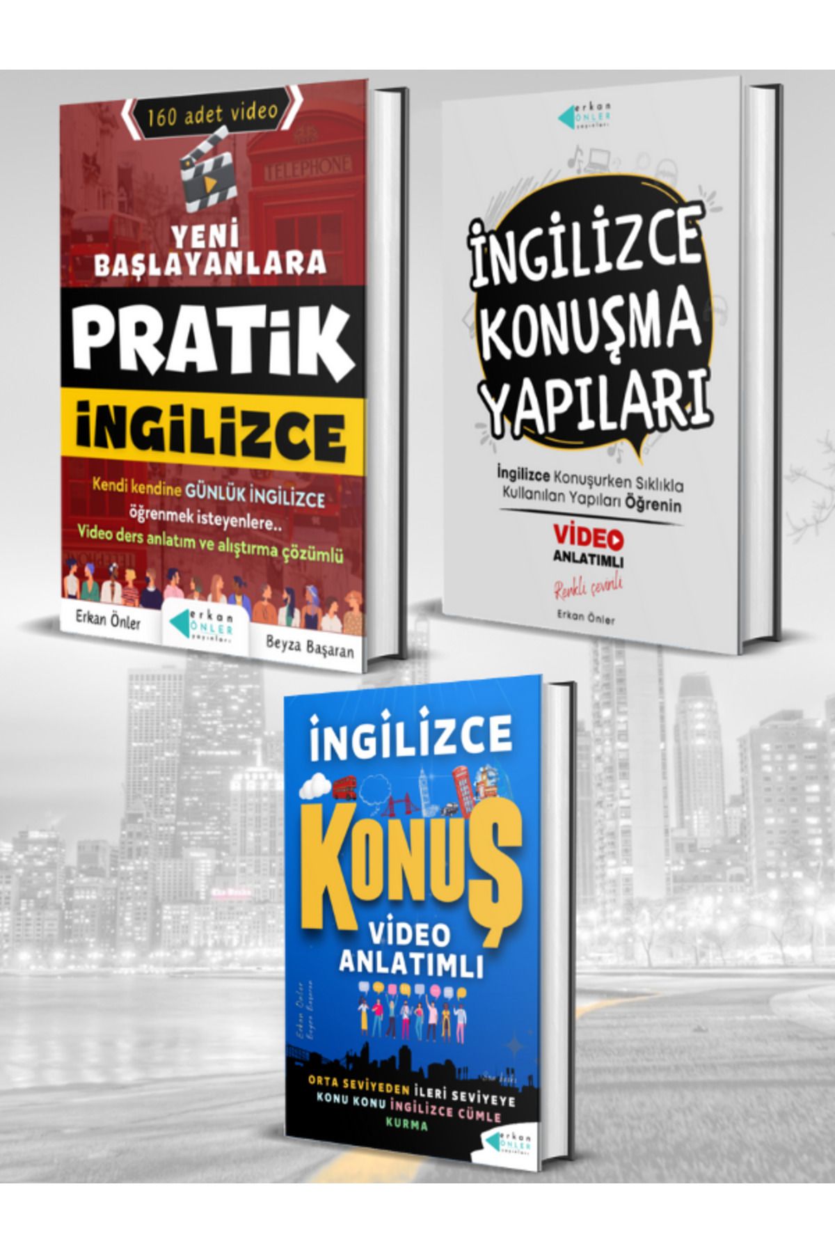 Erkan Önler Yayınları PRATİK İNGİLİZCE KONUŞMA 3'lü SET (VİDEO DERSLER+3 KİTAP)