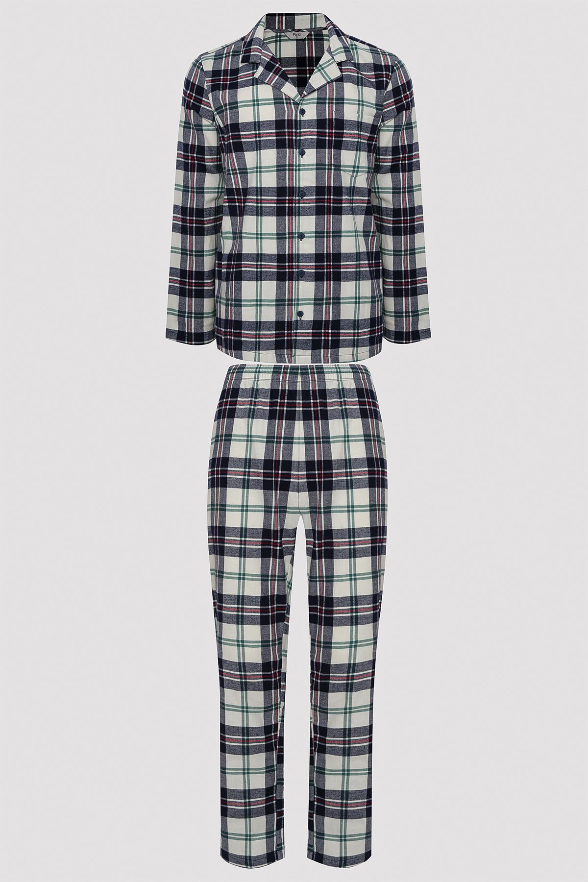 Penti Gri Kareli Gömlek Pantolon Pijama Takımı