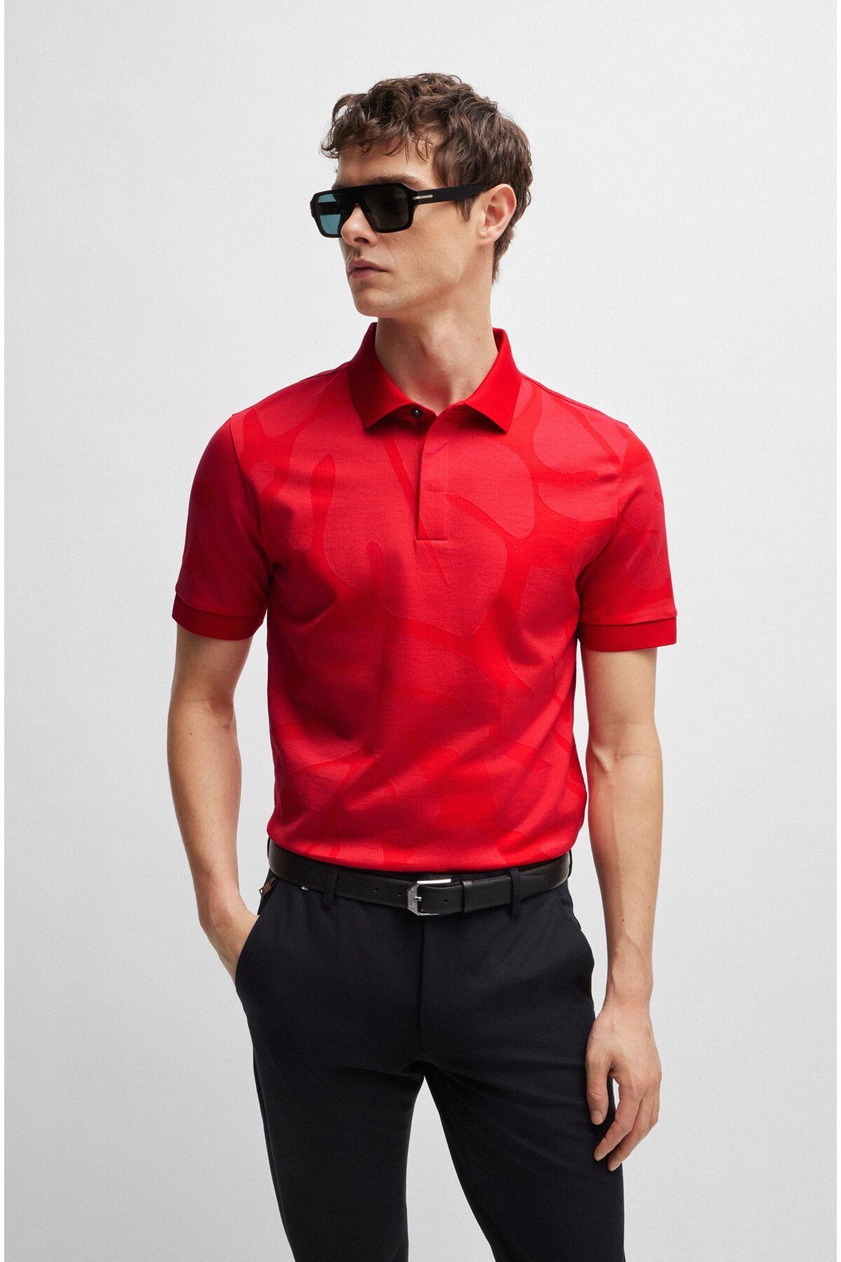 BOSS Erkek Pamuklu Polo Yakalı Düğme Kapamalı Kısa Kollu Kırmızı Polo Yaka T-Shirt 50513321-627