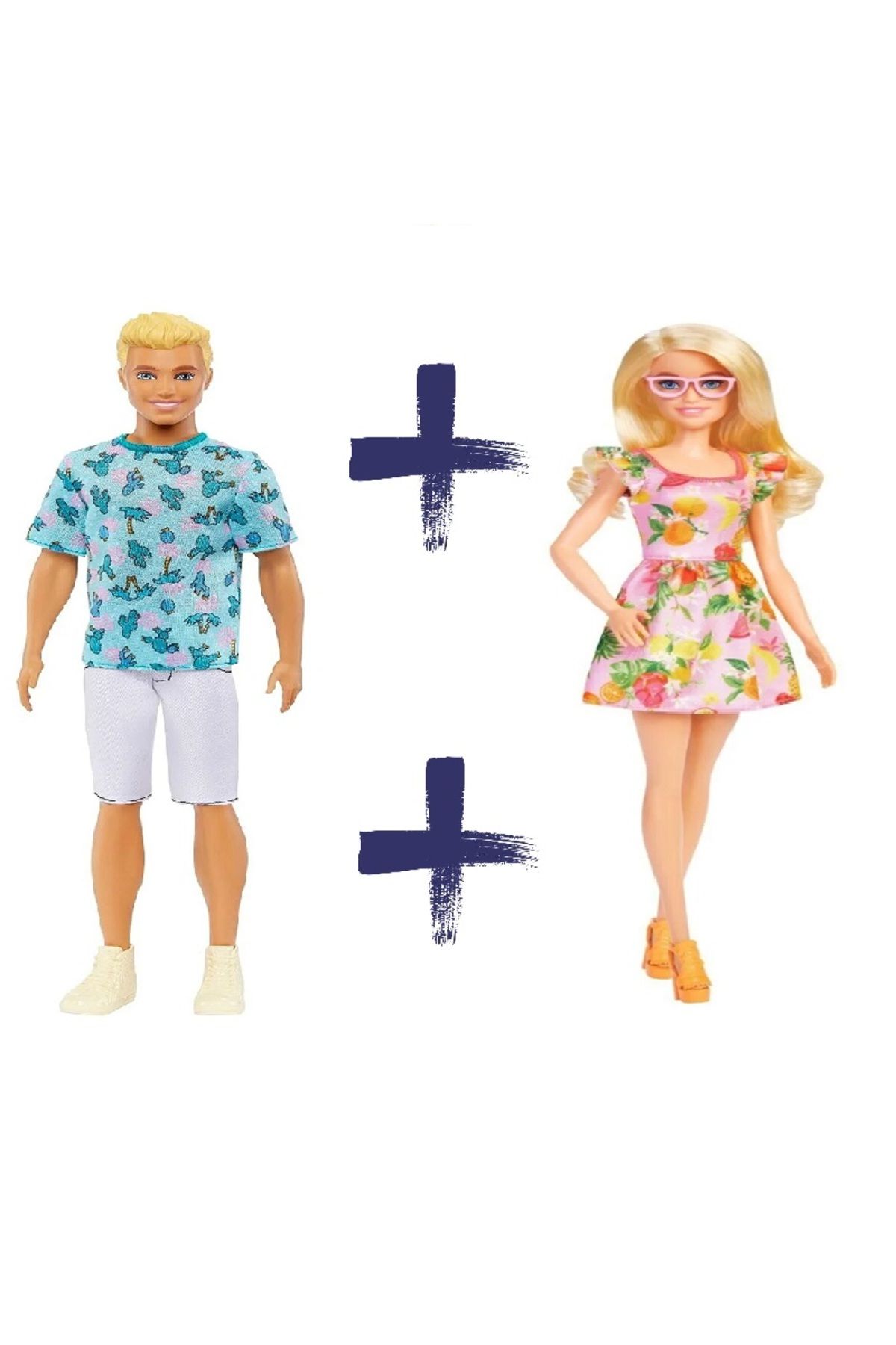 Barbie 2'li Set Orijinal Lisanslı Sarı Saçlı Barbie Bebek ve Yakışıklı Erkek Ken Bebek Oyuncak İkili Model