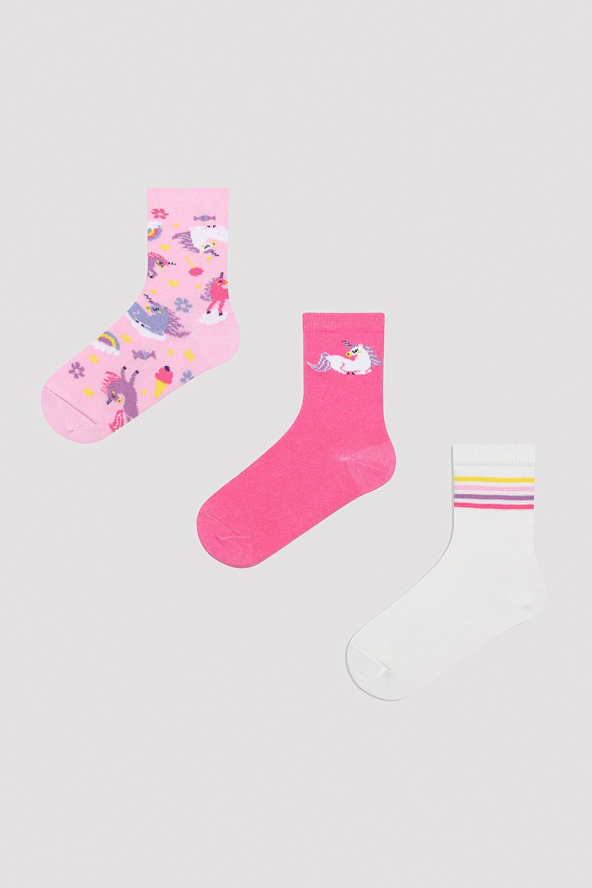 Penti Kız Çocuk Unicorn 3lü Tenis Soket Çorap