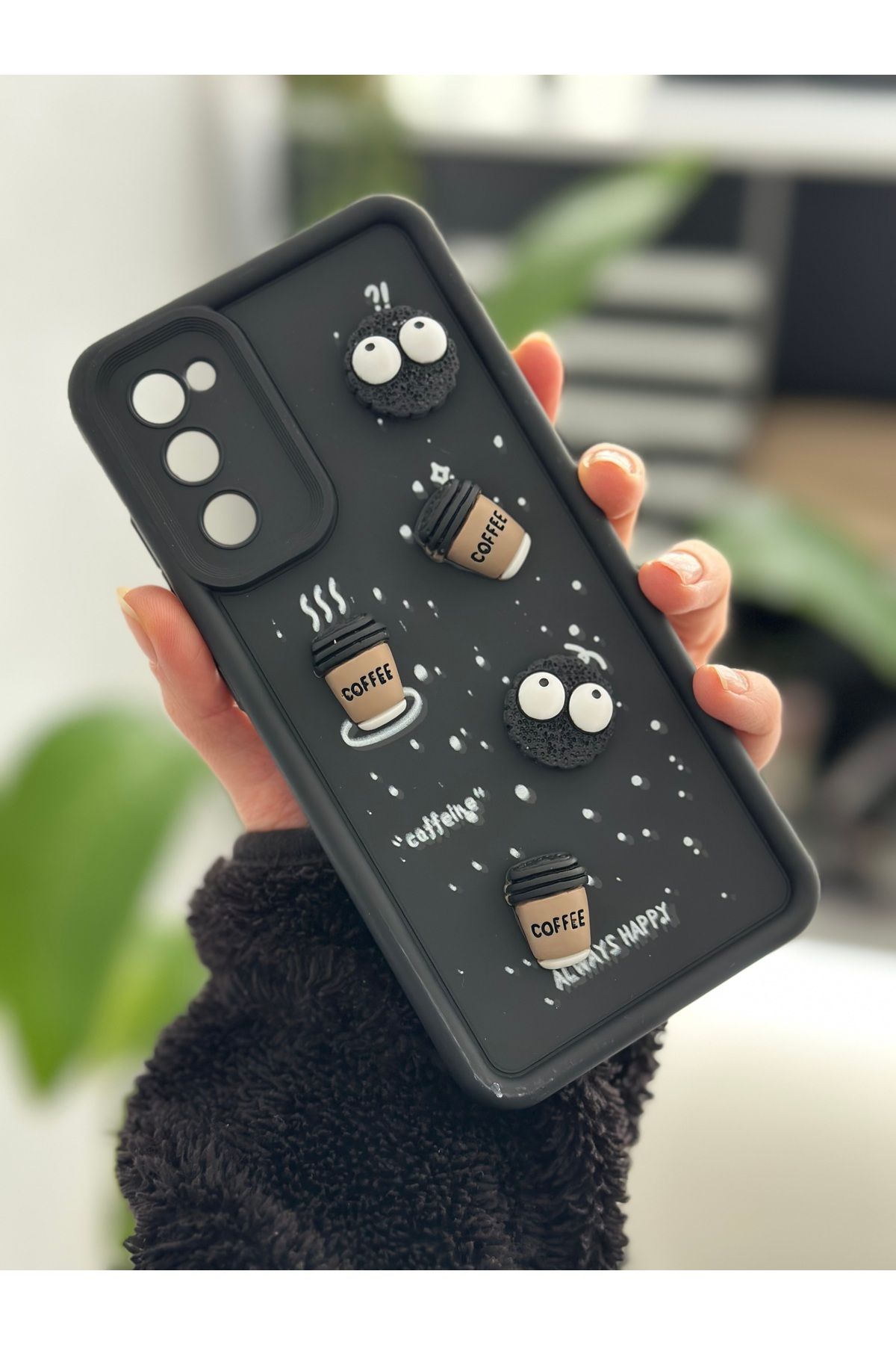 Go Aksesuar Samsung Galaxy S20FE Uyumlu Siyah Kurabiye Tasarımlı Oyuncaklı Silikon Kılıf