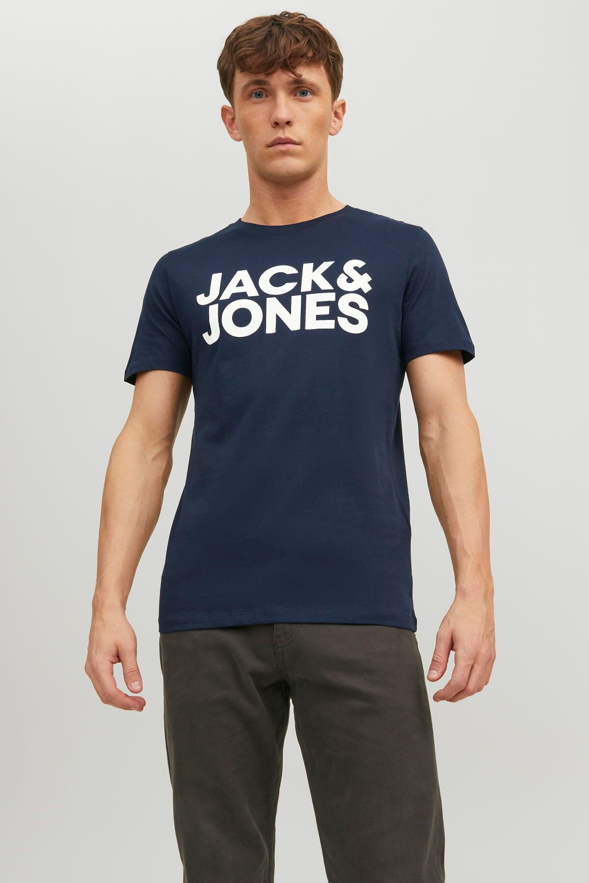 Jack & Jones Erkek Bisiklet Yaka Logolu Tişört - Corplogo