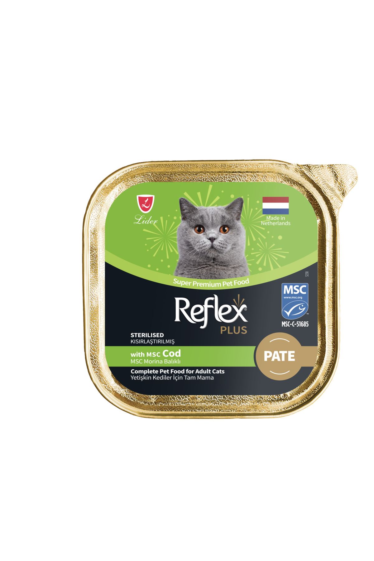 Reflex Plus Alu Tray 85 gr Morina Balıklı Kıyılmış Pate Kısır Kedi Yaş Mama