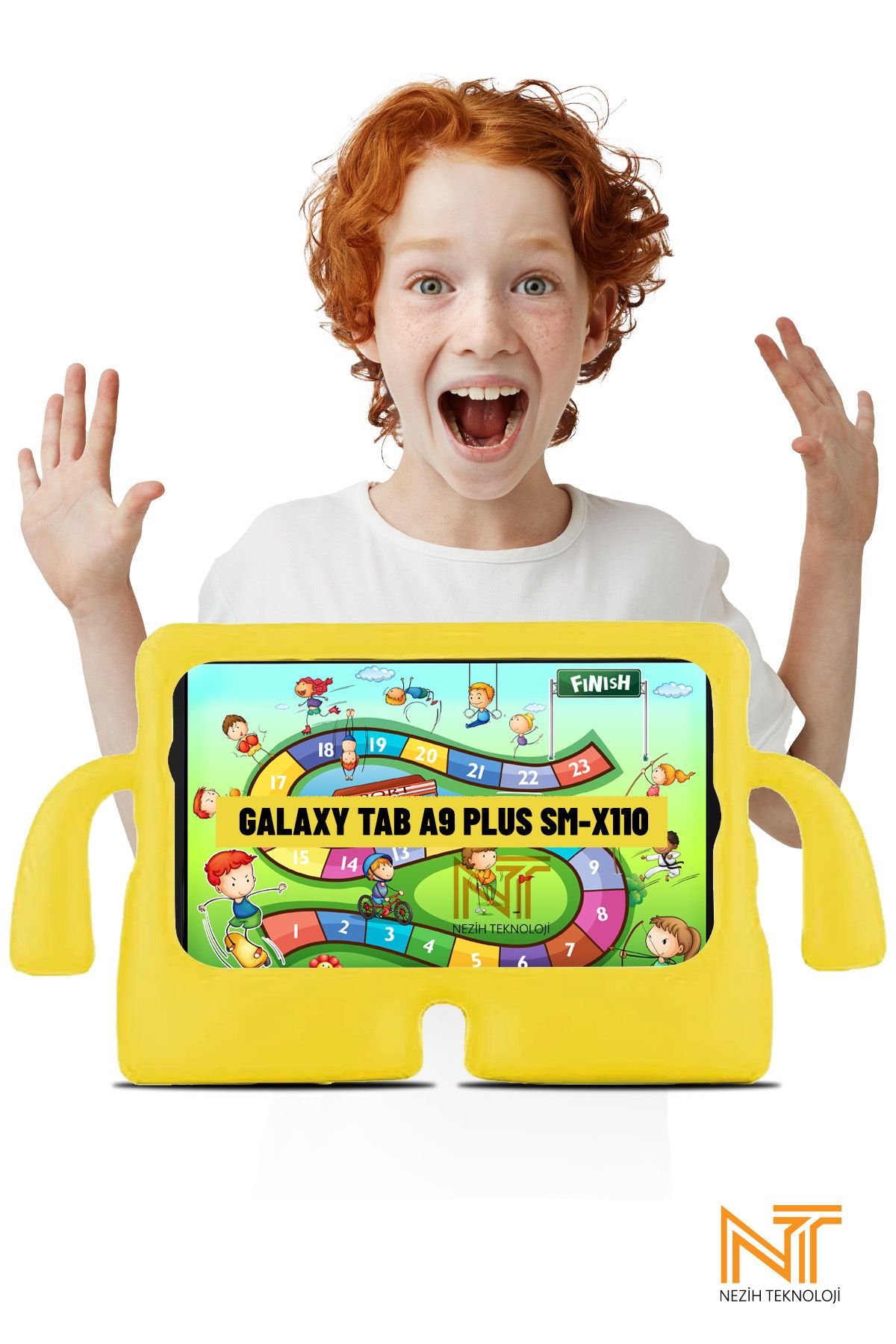 Nezih Case Samsung Galaxy Tab A9 SM-X110 Uyumlu Çocuklar Için Tam Koruyucu Düşmelere Dayanıklı Tablet Kılıfı