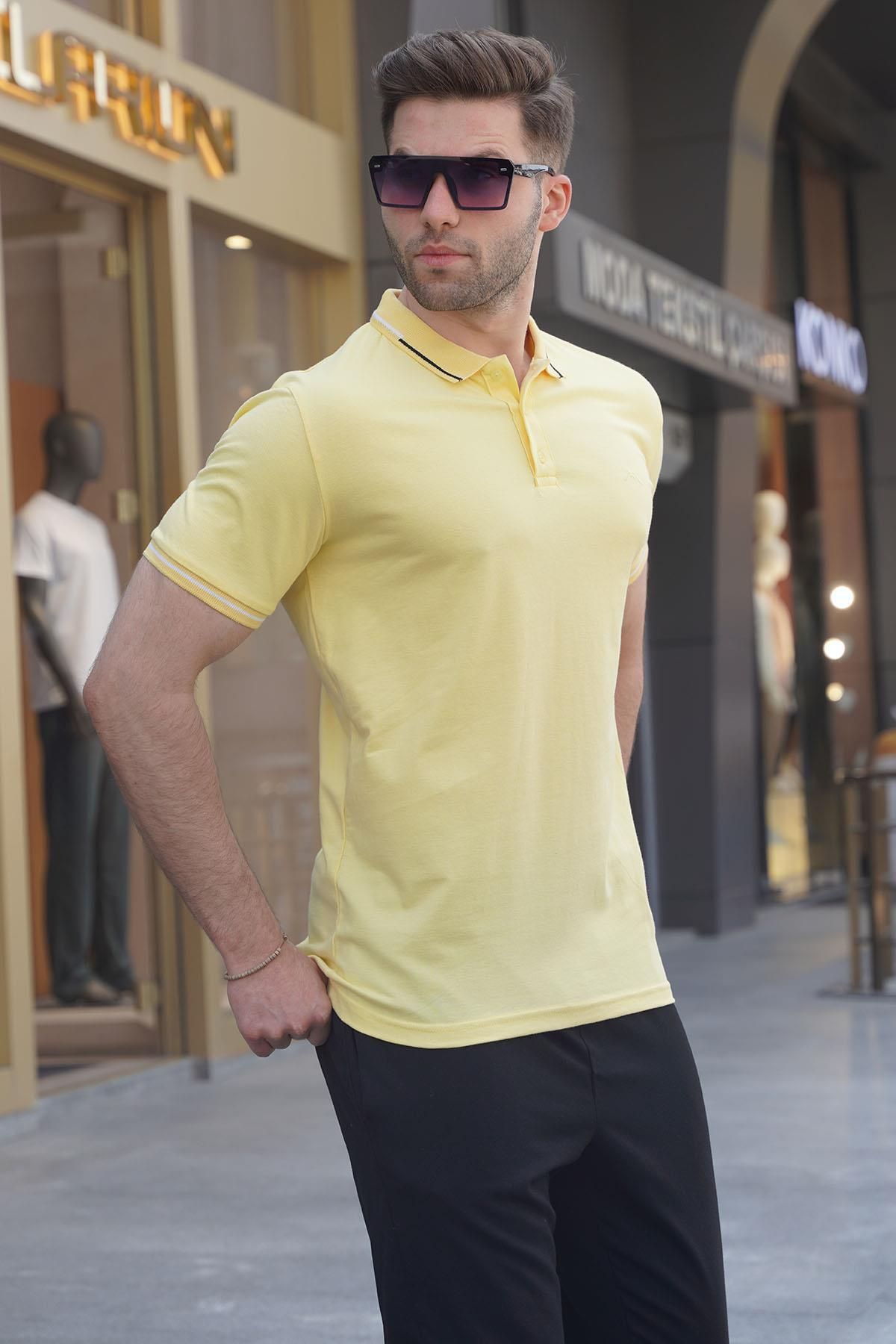 Madmext Sarı Polo Yaka Erkek Tişört 6113