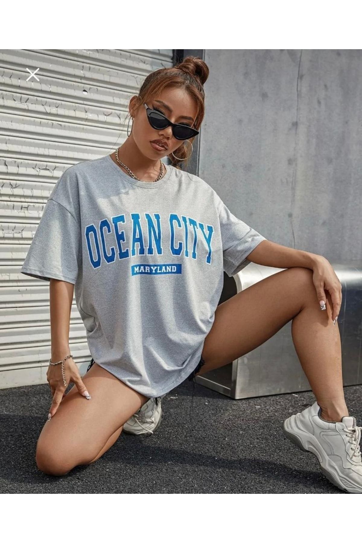 NİCE Unisex Ocean City2 Baskılı Oversize T-shirt