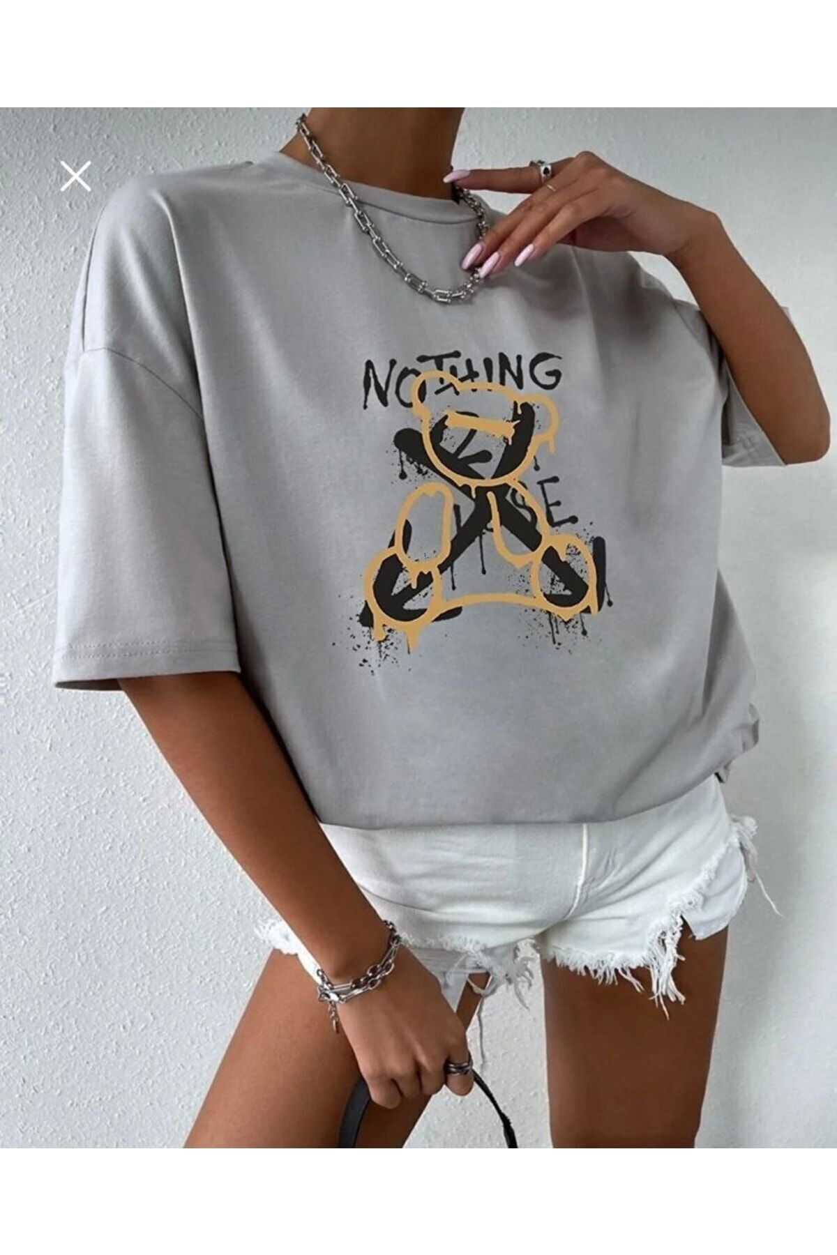 NİCE - Nothing Baskılı Yeni Sezon Oversize T-shirt