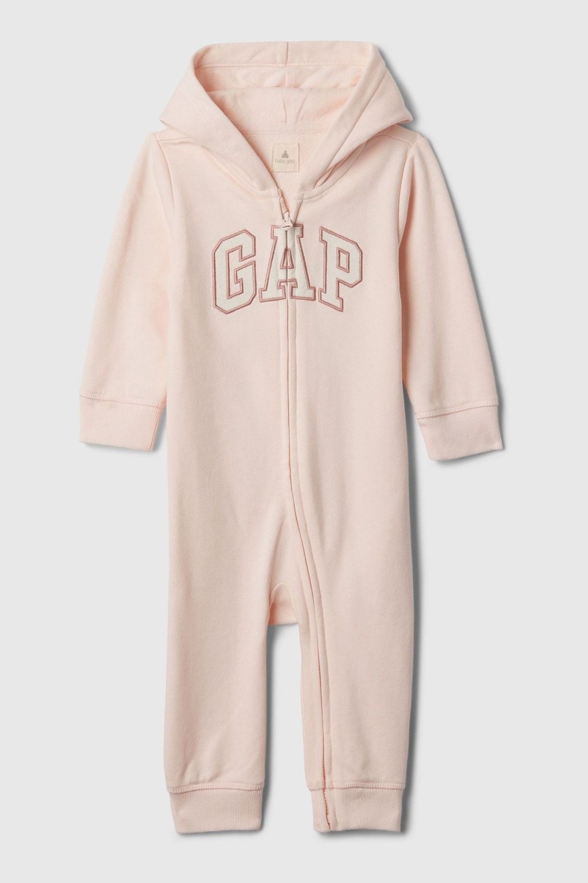 GAP Kız Bebek Pembe Gap Logo Fransız Havlu Kumaş Tulum