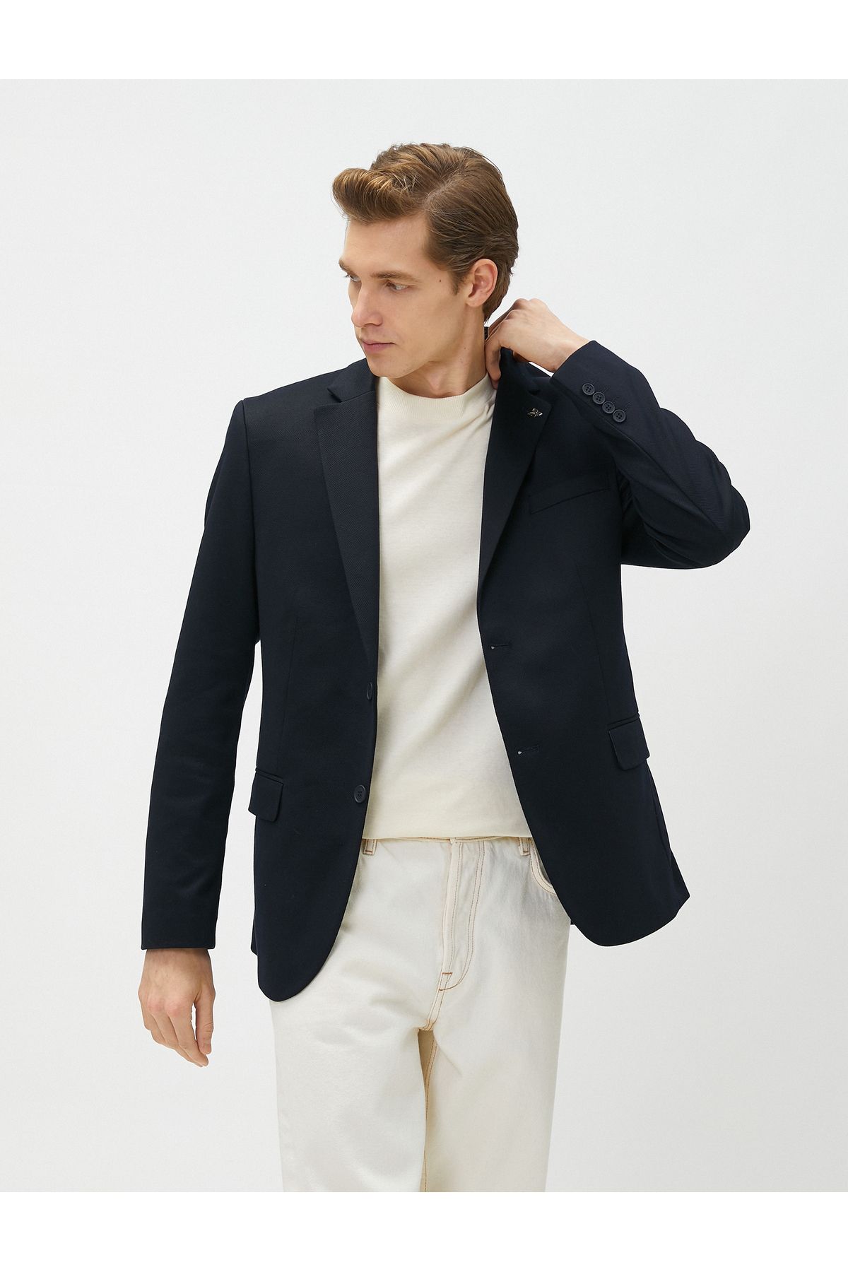 Koton Basic Blazer Ceket Broş Detaylı Düğmeli Cepli Dar Kesim