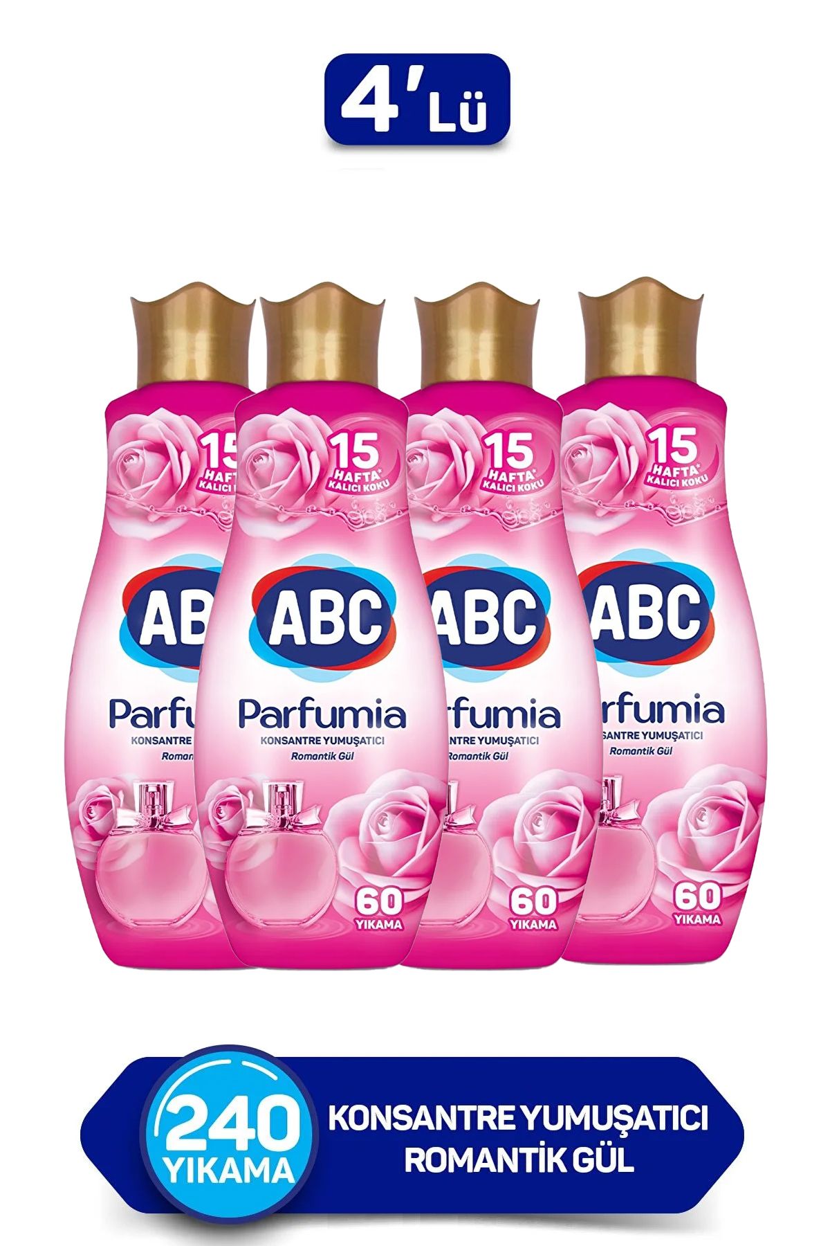 ABC Parfumia Konsantre Çamaşır Yumuşatıcısı Romantik Gül 4 X 1440 ml