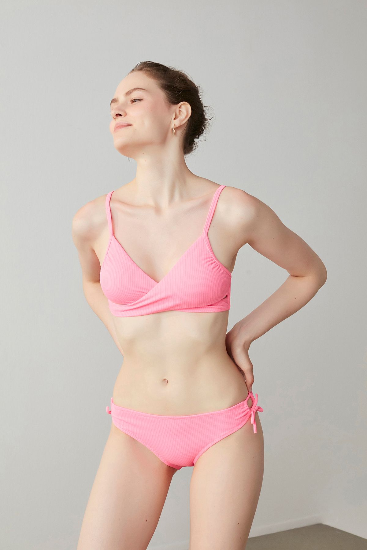 Penti Neon Pembe Ribbed Basic Wrappy Bikini Üstü