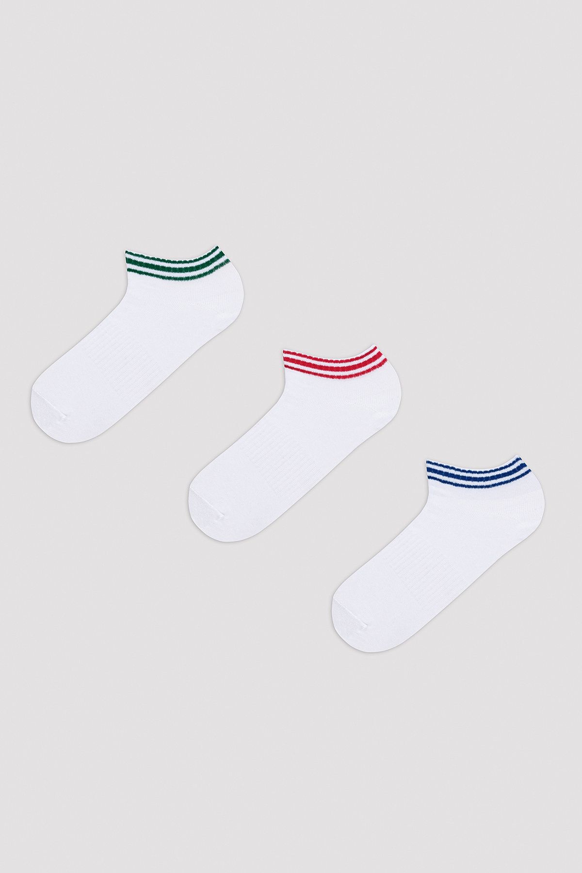 Penti Erkek White Stripe 3lü Patik Çorap