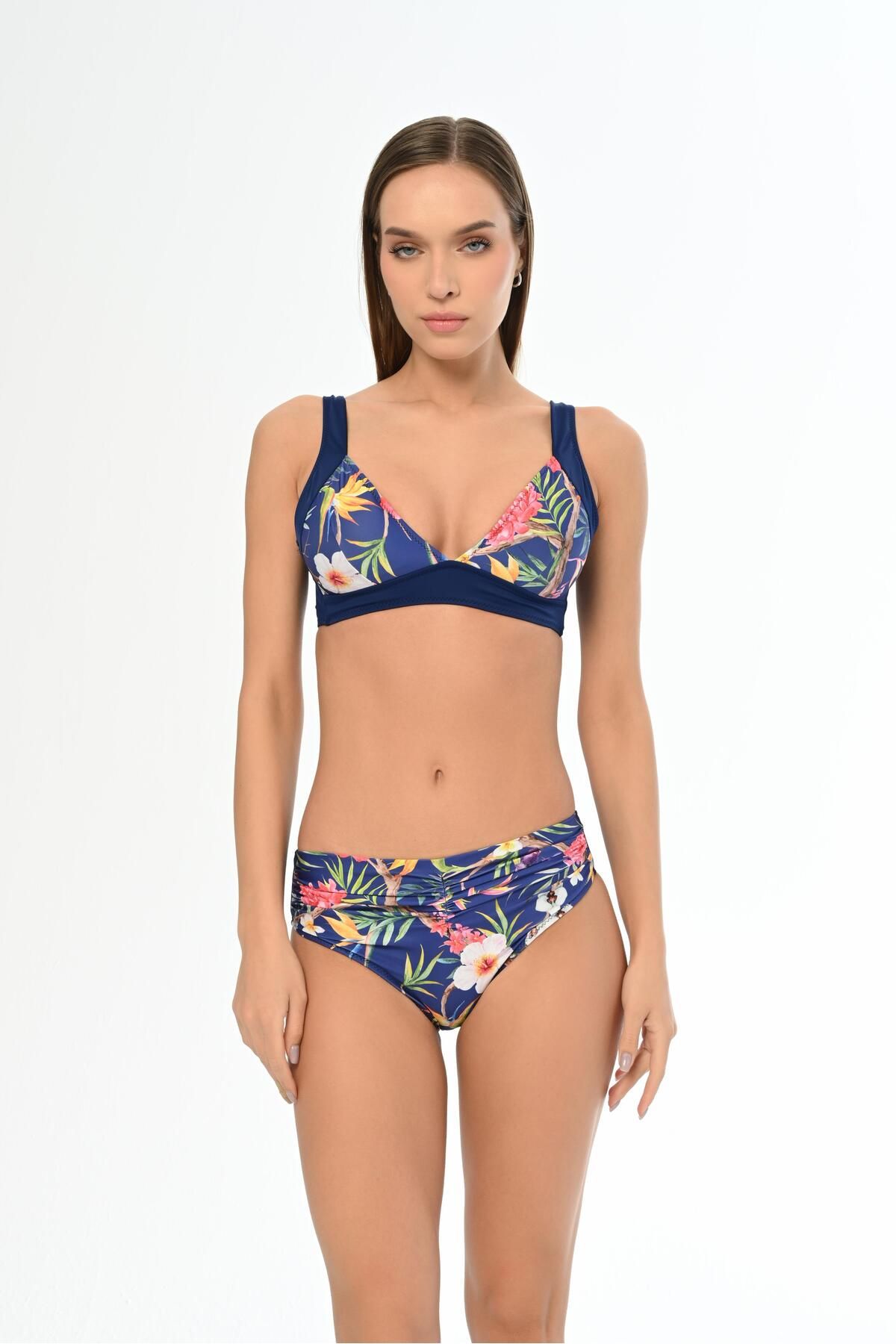 AQUAVİVA Aquaviva Kadın Lacivert Desen Ayar Askılı Marinella Bikini Takımı