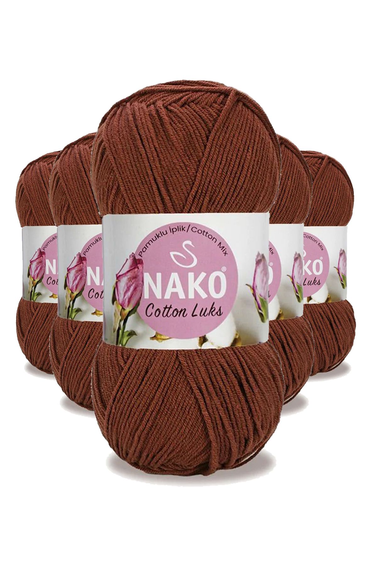 Nako 5 Adet Cotton Lüks Yelek Tunik Kazak Bluz Hırka İpi Yünü Kızıl Kahve 97556