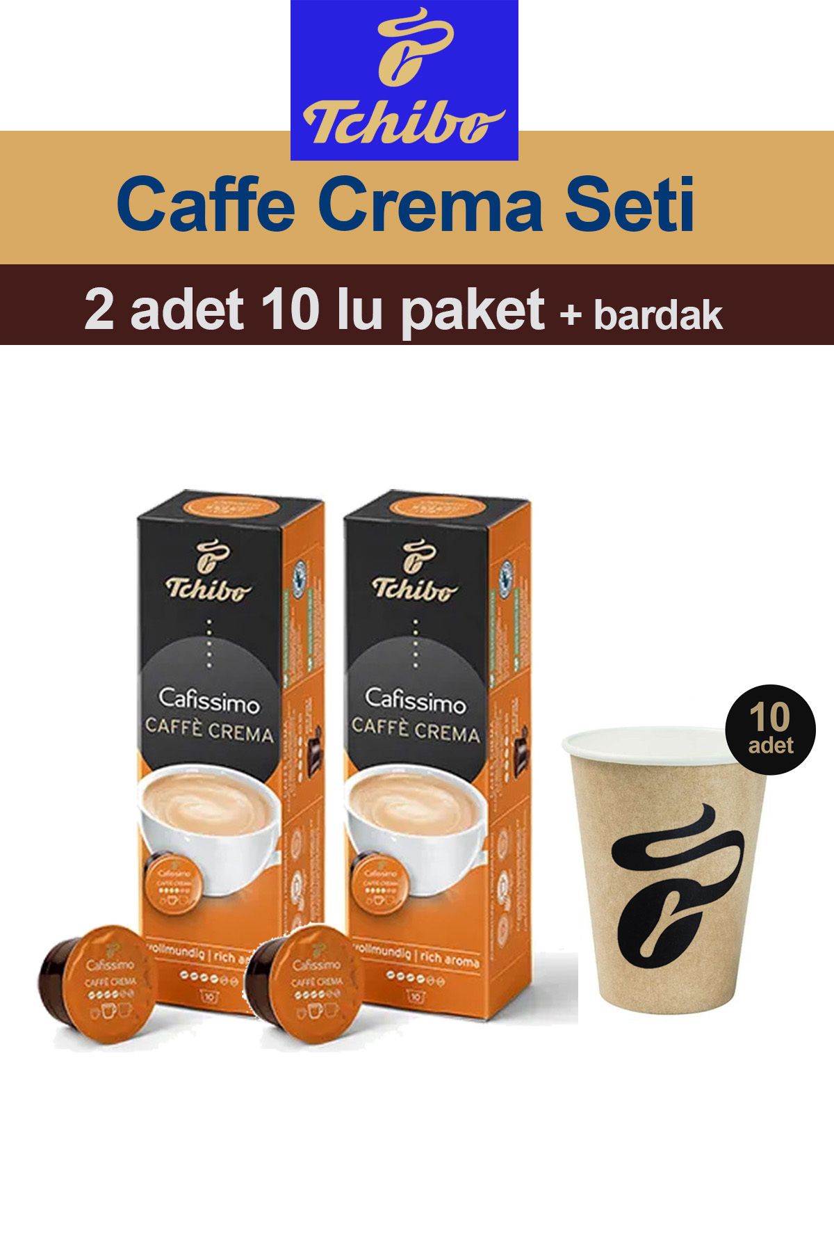 Tchibo Cafissimo Caffè Crema Rich Aroma 2x10 Adet Kapsül Kahve Tchibo Bardak