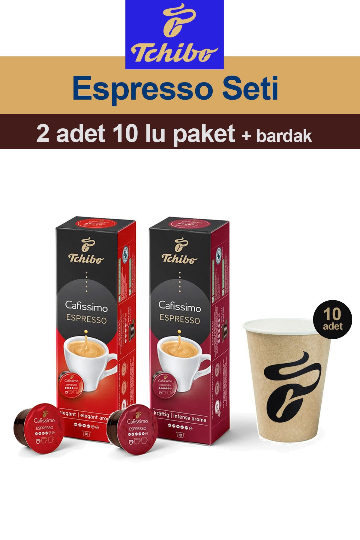 Tchibo Cafissimo Espresso Elegent Intense Aroma 2x10 Adet Kapsül Kahve Tchibo Bardak
