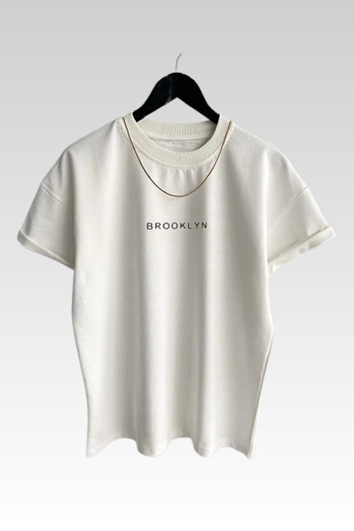 NİCE - Unisex Brooklyn Baskılı Beyaz T-shirt