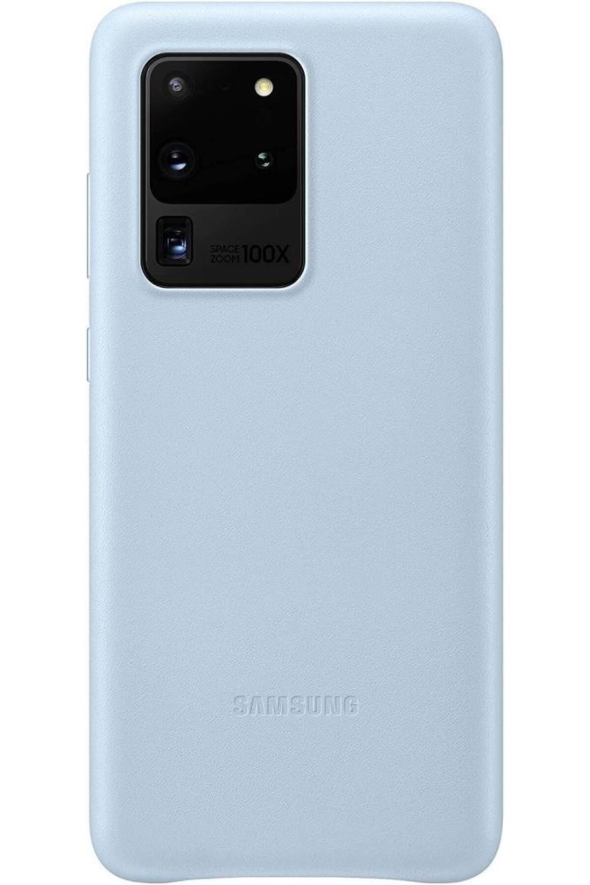 Samsung Galaxy S20 Ultra Ile Uyumlu Kılıf Leather Cover Mavi Ef-vg988llegww