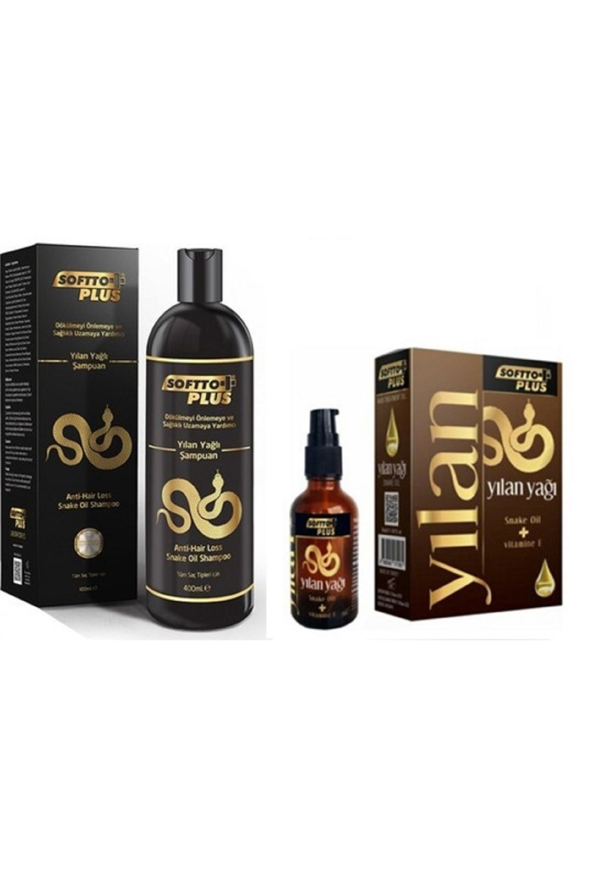 Softto Plus Yılan Yağlı Şampuan 400 ml+Yılan Yağı Özlü Saç Bakım Yağı 50 ML