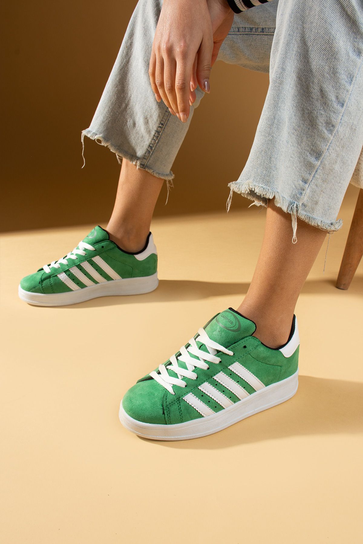Pembe Potin Yeşil Kadın Spor Sneaker Bağcıklı Günlük Rahat Taban Ayakkabı