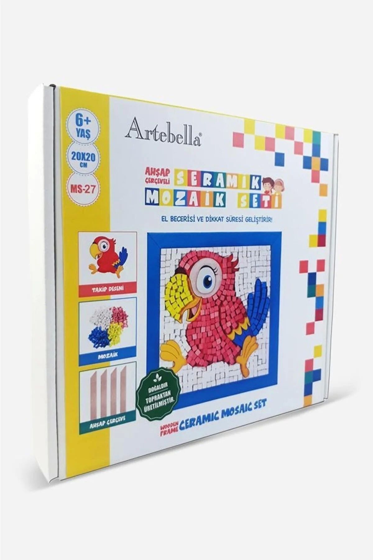 Artebella 27 I Çocuk Ahşap Çerçeveli Seramik Mozaik Set 20x20 Cm