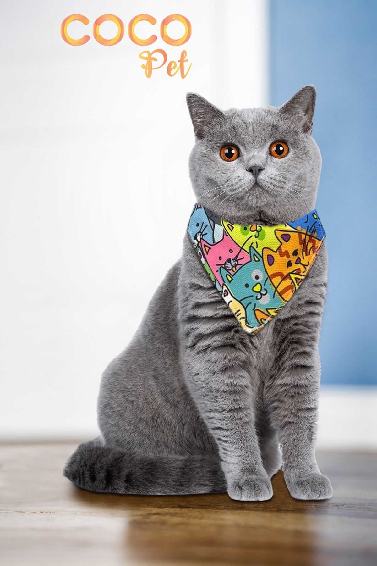 Marka Pati Desenli Fular Bandana Kedi Boyun Tasması
