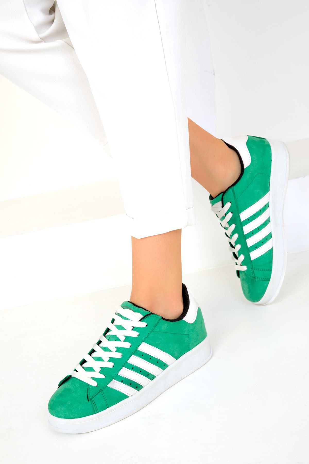 SOHO Yeşil Süet-Beyaz Kadın Sneaker 19104